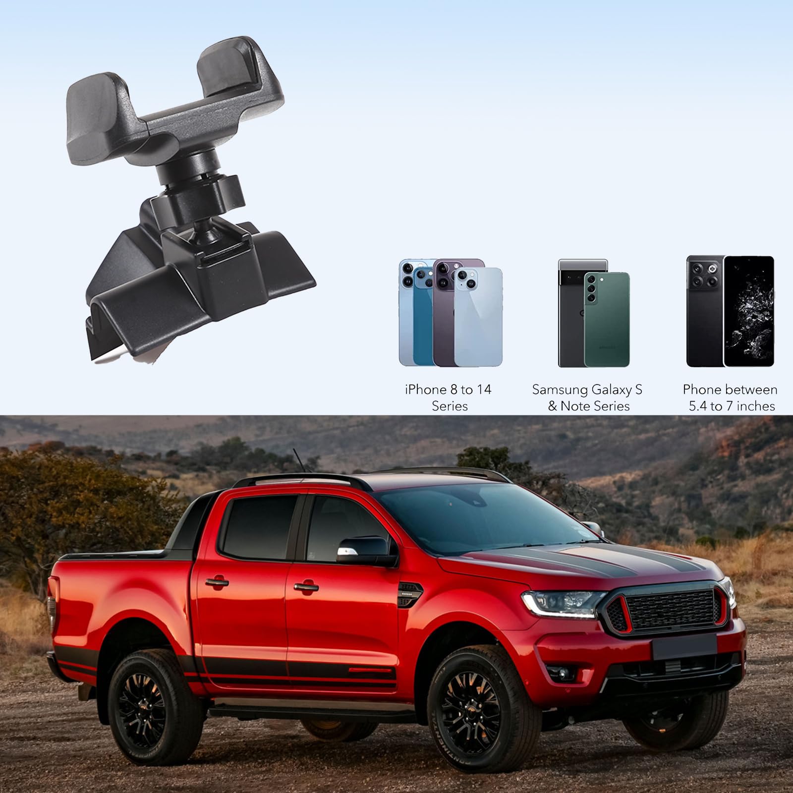 Lcojicep Car Phone Mount Holder for Ford Ranger 2015-2021 - Vent Clip Dashboard Navigation Screen Phone Stand (Left Style A) - Perfect for Hands-Free Driving & GPS Navigation
