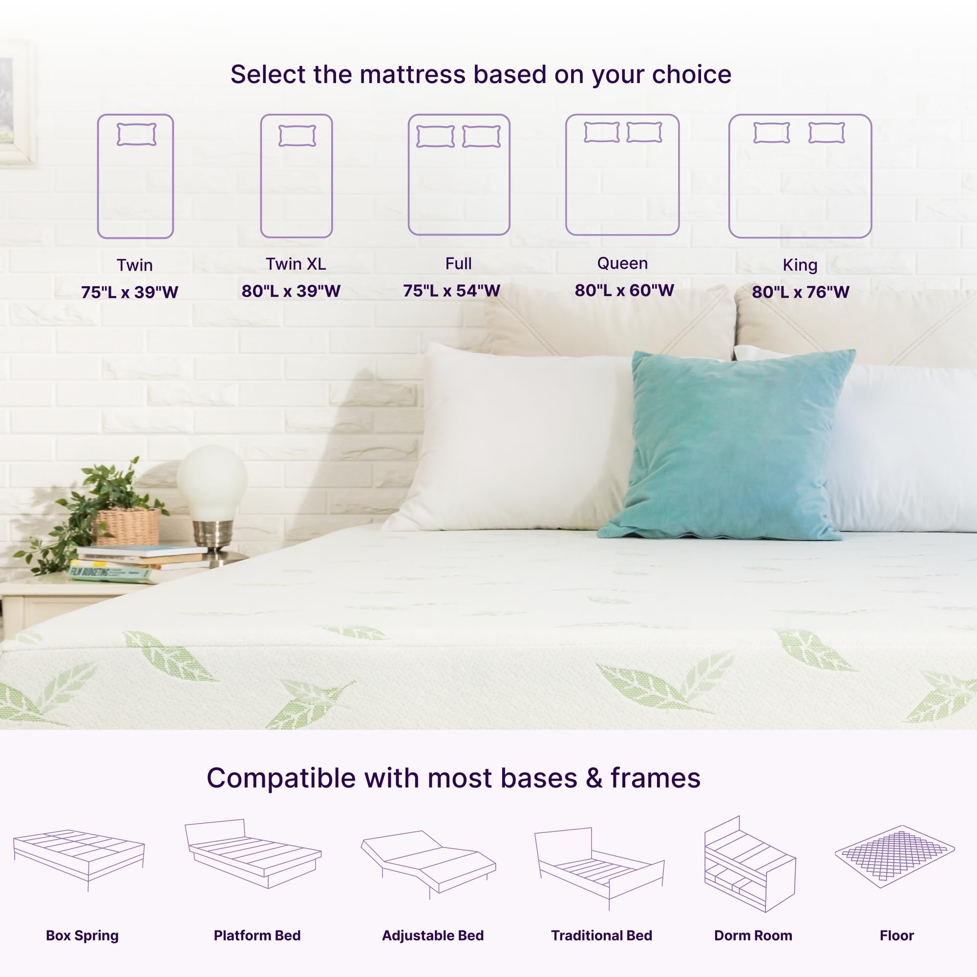 NapQueen Twin XL 6-Inch Green Tea Infused Memory Foam Mattress - CertiPUR-US Certified, Bed in a Box for Dorm Rooms & Guest Beds | Cooling Pressure Relief for Side Sleepers
