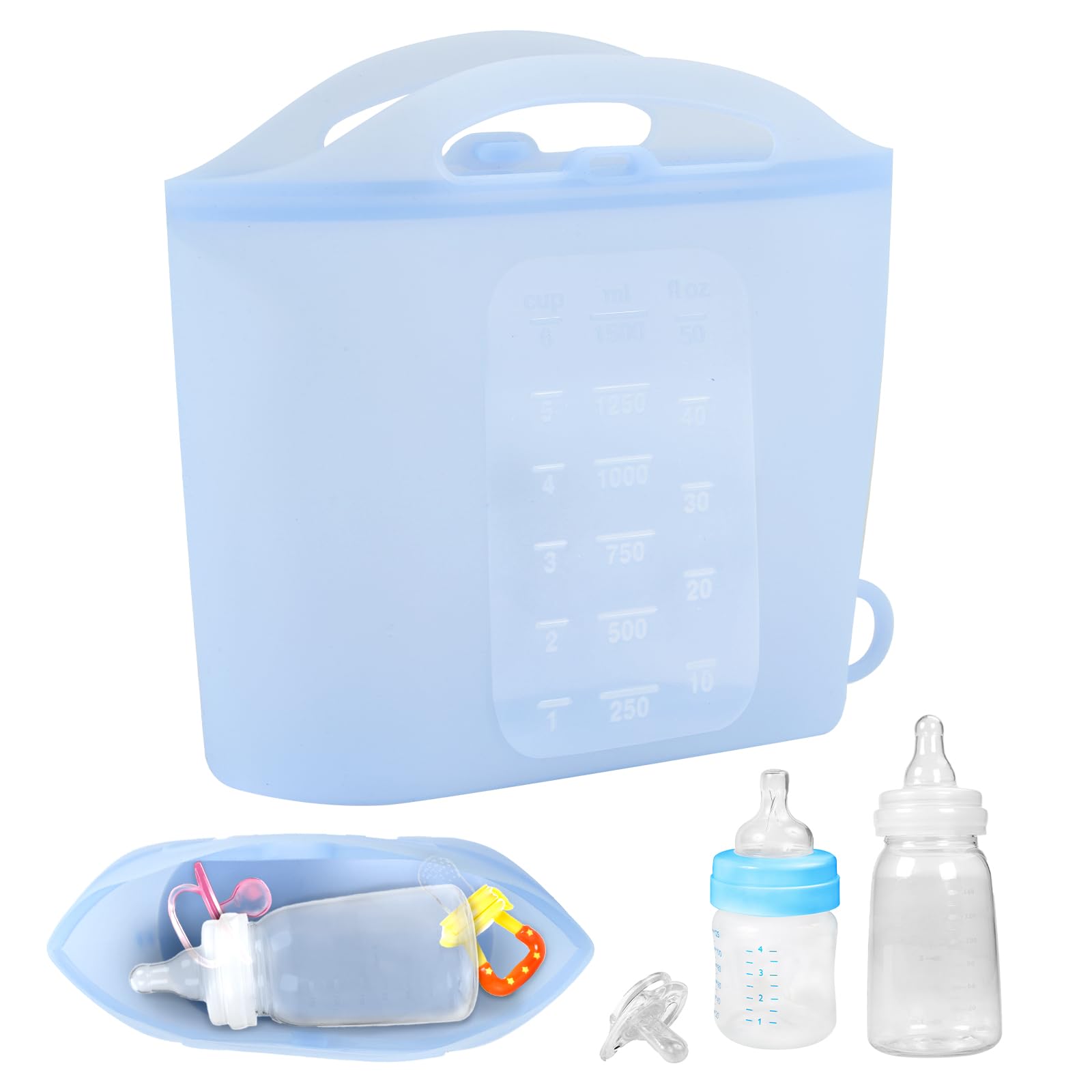 1.5L Reusable Microwave Sterilizer Bags for Baby Bottles, Pacifiers & Breast Pump Parts - BPA-Free Silicone Sterilization Pouches for Home & Travel Use (Blue) | Perfect for Busy Moms & On-The-Go Sterilization
