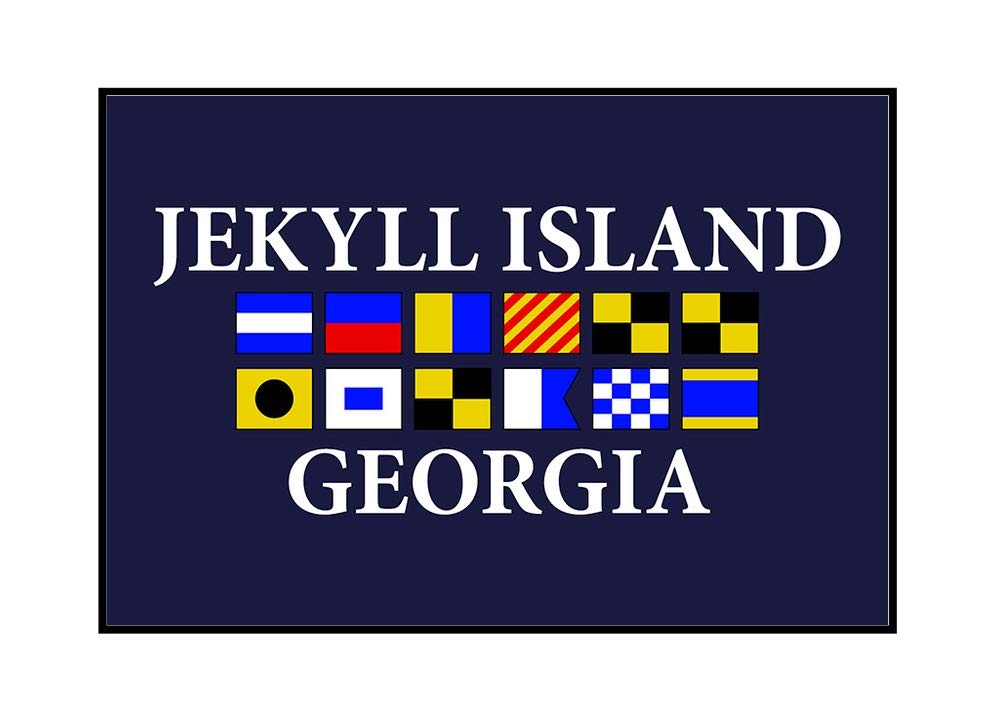Jekyll Island Georgia Nautical Flags Wall Art - 36x24 Inch Framed Gallery Wrapped Canvas Print - Coastal Decor for Beach House, Living Room or Office