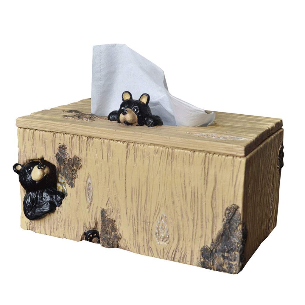 Vintage Wooden Tissue Box Cover - Rectangle Decorative Tissue Box Holder with Waterproof Design for Living Room, Bedroom, and Office Decor