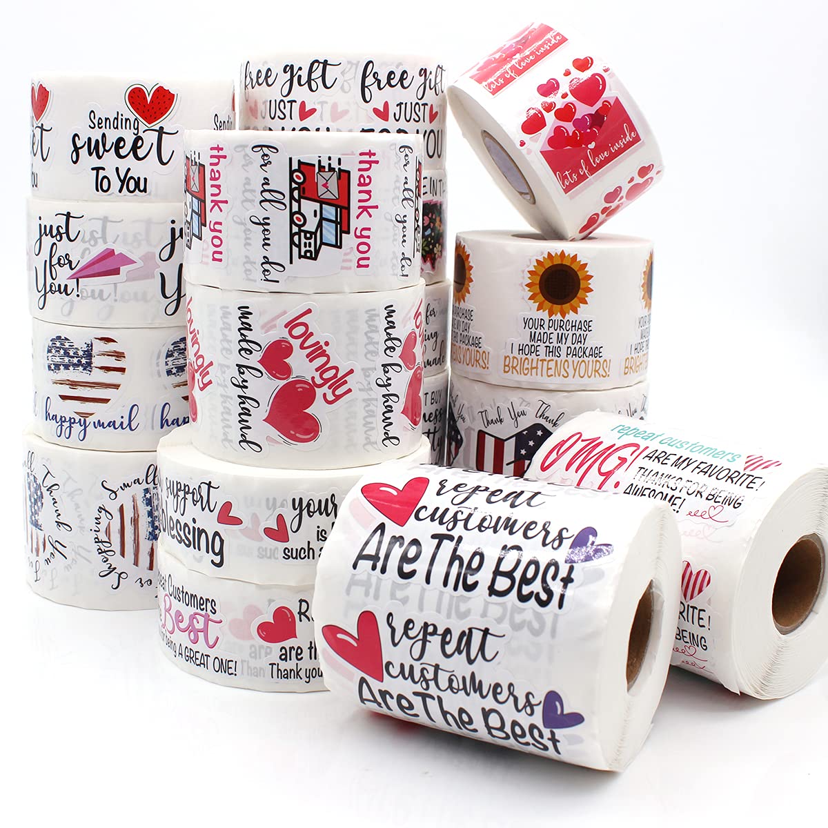 Wailozco 1.5 Inch Handmade Thank You Stickers - Premium Business Labels for Online Retailers, Small Businesses & Handmade Goods (500 Labels/Roll) - Perfect for Packaging, Envelopes & Product Branding