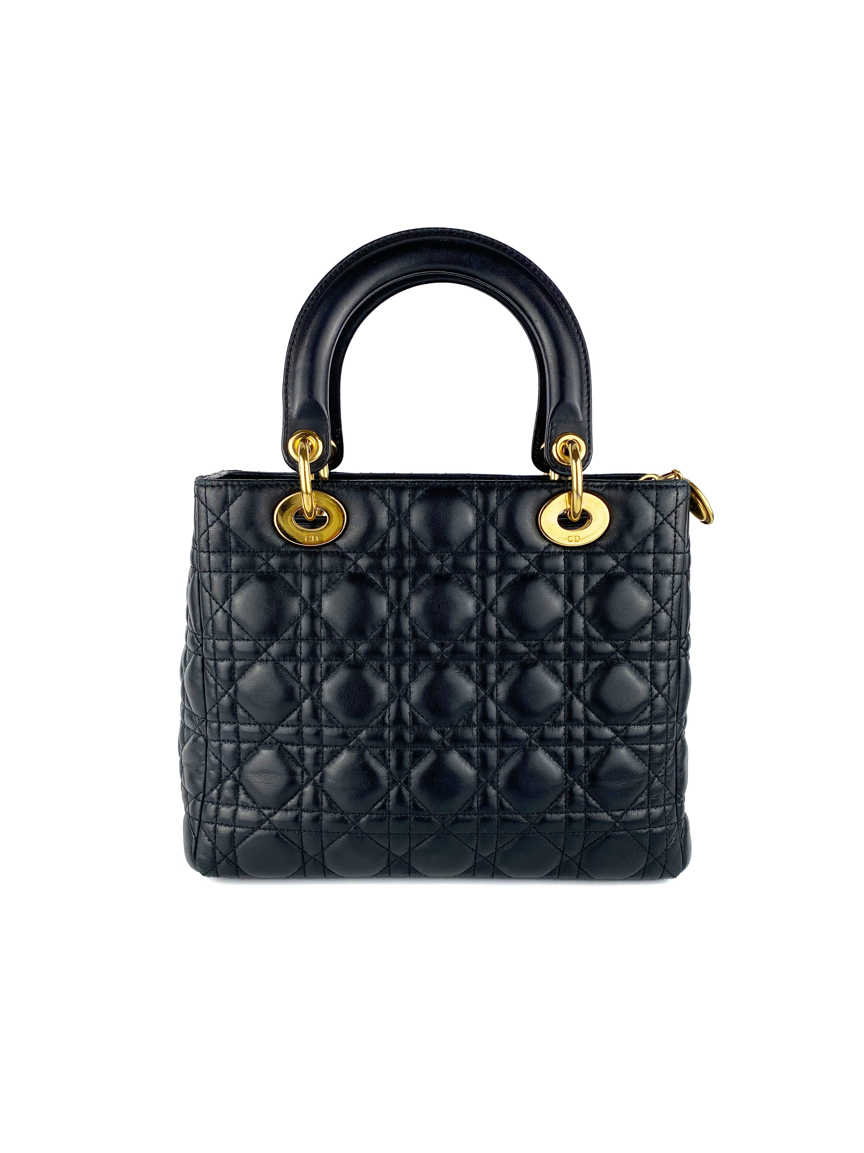 Dior Medium Lady Dior Handbag in Black | Luxury Leather Shoulder Bag for Women | Perfect for Work, Evening Events & Special Occasions