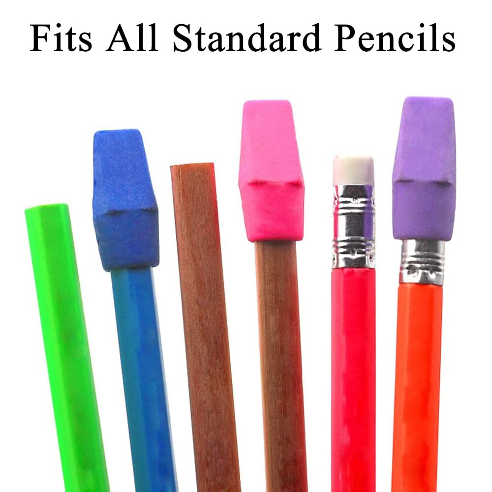 AKOAK 100-Piece Colorful Pencil Eraser Caps - Mixed Colors, Fits Most Standard Pencils for Kids & Students - Perfect for School, Office & Art Projects
