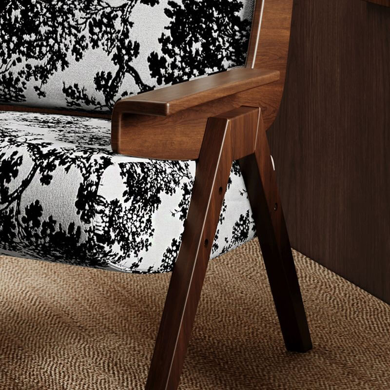 Modern Abstract Striped Solid Color Black Olive Green Armchair with Fixed Back and Arms - Stylish Living Room Chair for Home Office Lounge Reading Nook