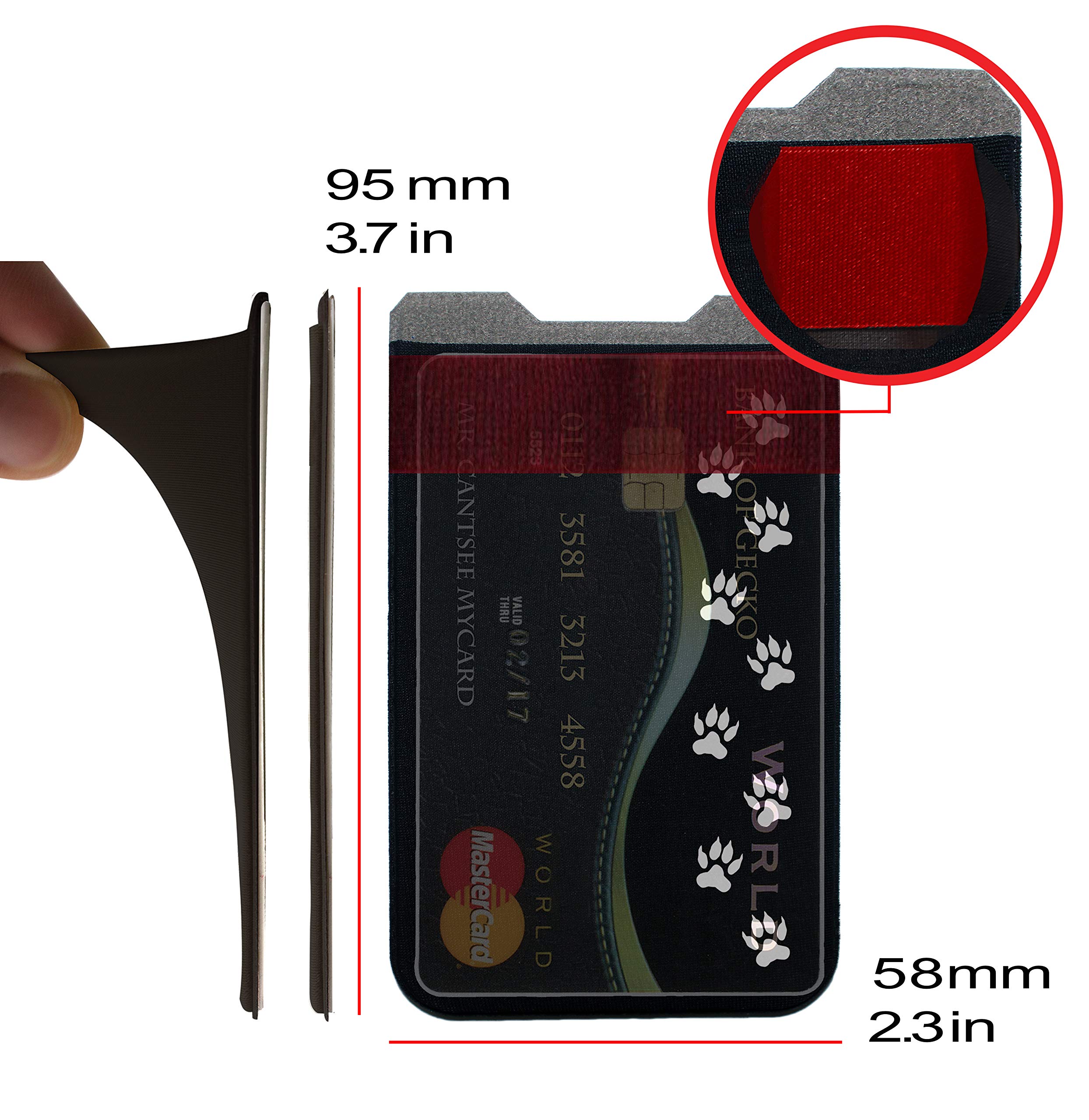 Gecko Adhesive Phone Wallet - Stick-On Lycra Card Holder for iPhone & Samsung - Slim RFID-Blocking Pouch for Credit Cards, Cash & ID - Perfect for Gym, Travel & Everyday Use
