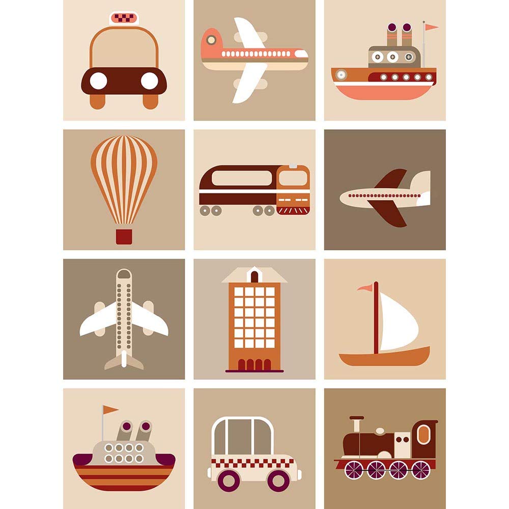Transport Train Bus Boat Car Kids Wall Art Print - Nursery & Bedroom Decor - Premium Unframed Poster for Boys & Girls Room - Perfect for Playrooms & Children's Spaces