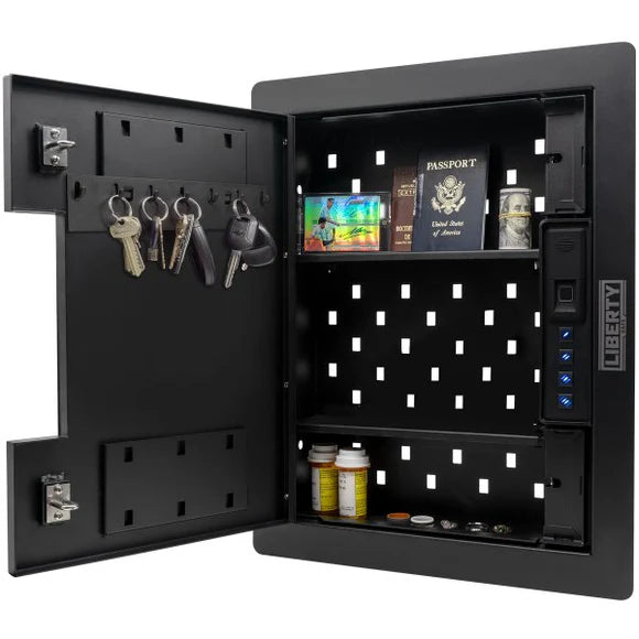 Liberty HDW 100X R Wall Safe - Black Home Security Safe for Cash, Jewelry & Documents | Perfect for Bedroom, Office & Hidden Wall Installation