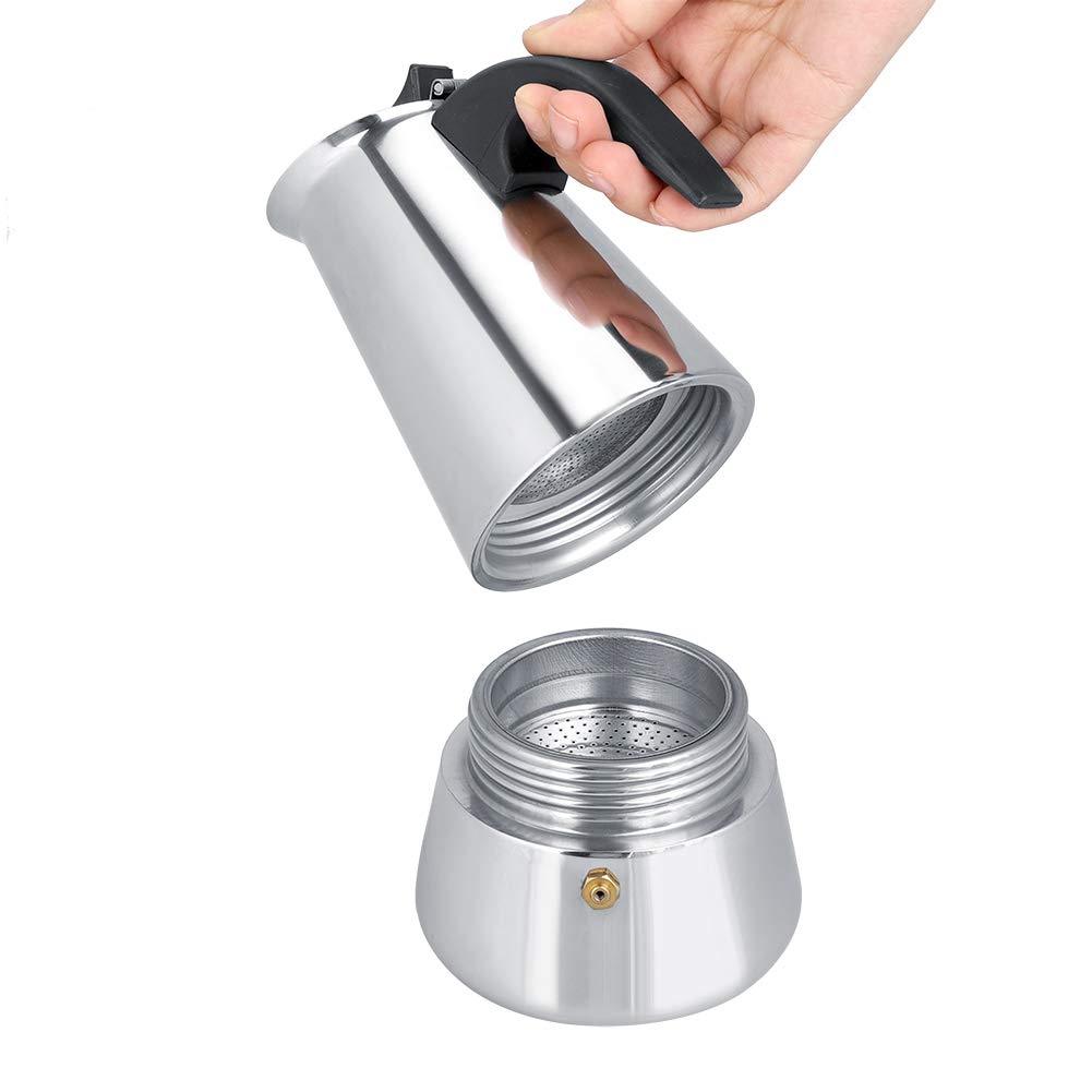 Stovetop Espresso Maker - 2/4/6/9 Cup Portable Stainless Steel Moka Pot | Italian Coffee Maker for Gas, Electric & Induction Stoves (300ml) | Perfect for Home, Office & Camping Coffee Brewing