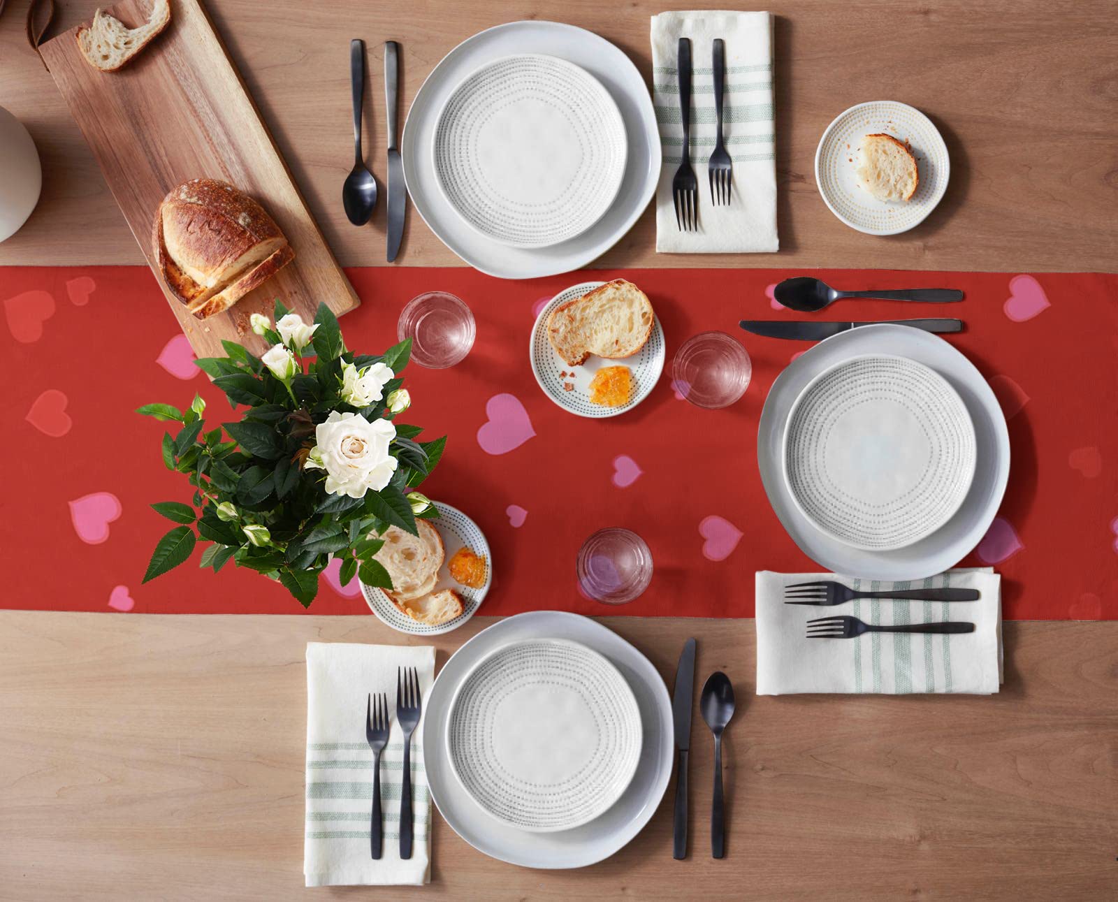 Valentine's Day Table Runner - Red and Pink Heart Design, 13x108 Inch Rectangle Dining Table Scarf for Kitchen, Wedding, Party, Holiday & Outdoor Decor - Perfect for Romantic Dinners and Special Occasions