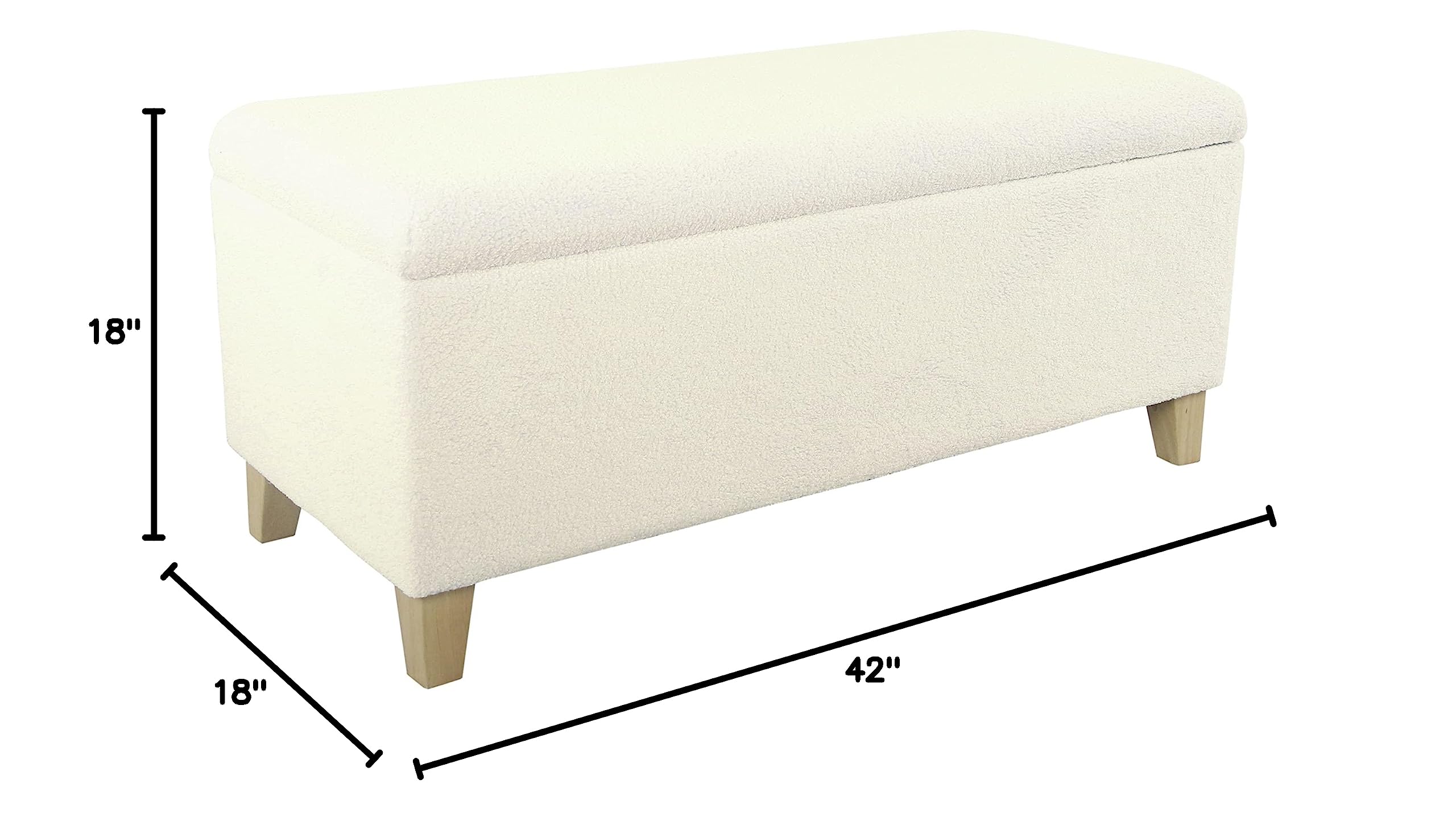 HomePop Storage Bench with Seat - Pearl Cream Rectangle Ottoman for Entryway, Living Room & Bedroom - Stylish & Functional Storage Solution