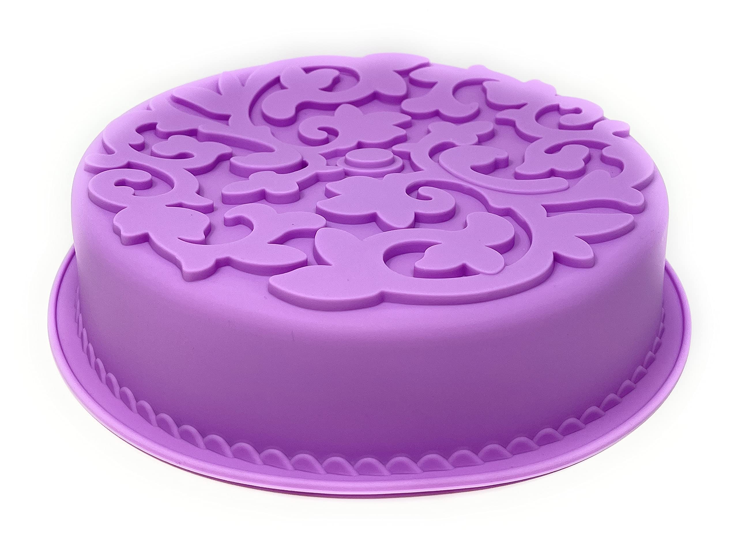 10 Inch Large Silicone Cake Pan - Round Non-Stick Flexible Bakeware for Baking, Anniversary, Birthday, Wedding & Party - Perfect for Home Baking, Bridal Showers, Picnics & Holiday Gatherings (Colors May Vary)