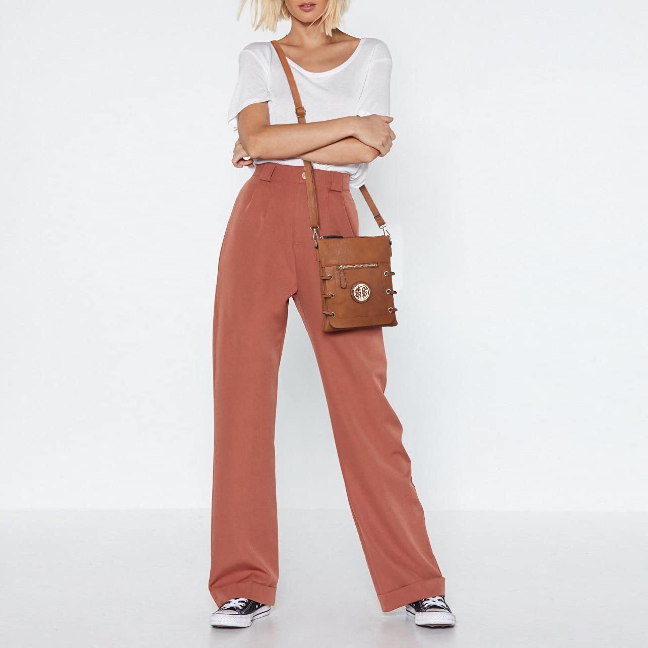 Dasein Women's Lightweight Shoulder Bag - Soft PU Leather Crossbody Purse with Multiple Pockets & Double Zipper - Perfect for Travel, Shopping, and Everyday Use