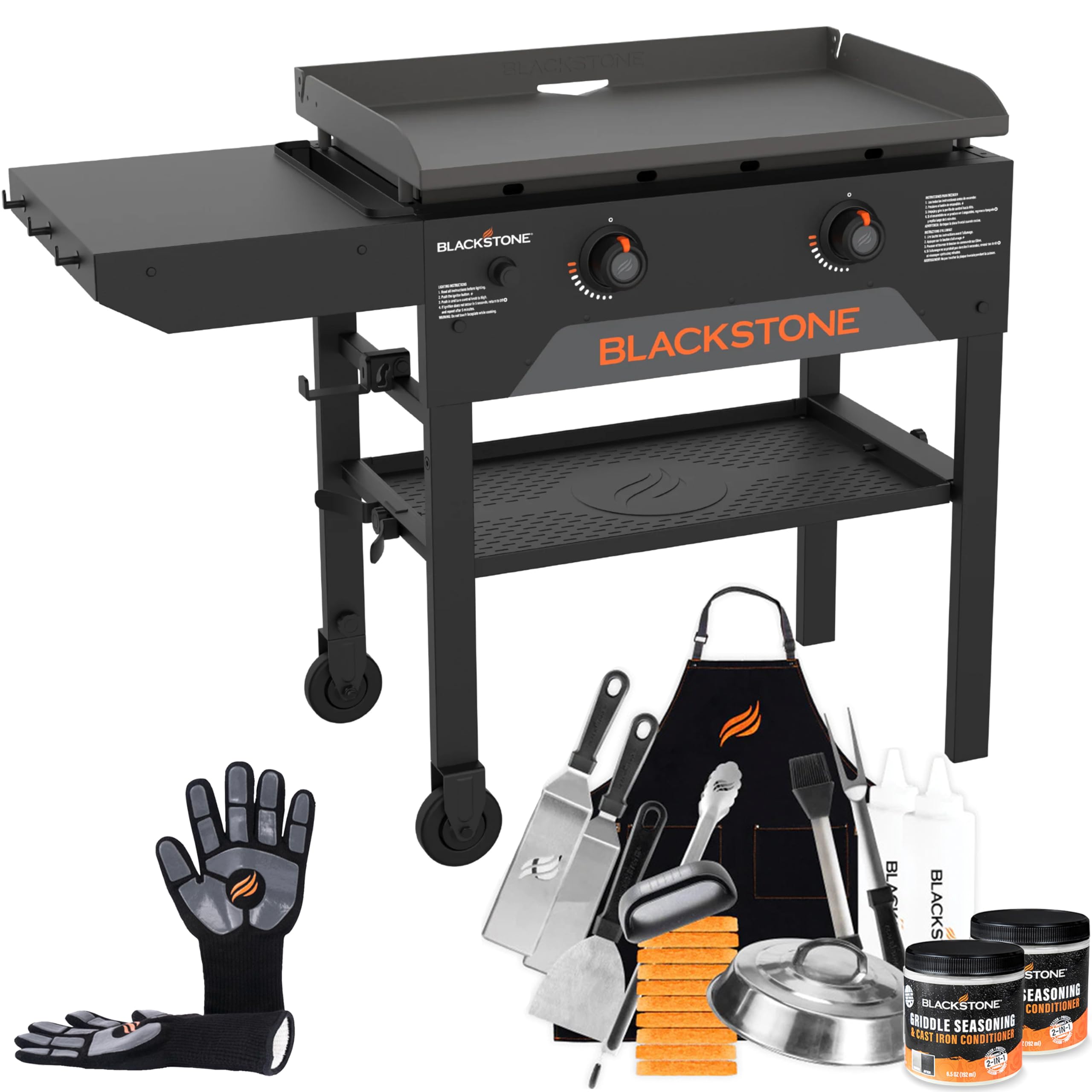 **Blackstone 28-Inch Original Omnivore Griddle 2206 – 2-Burner Portable Outdoor Flat Top Grill with Accessories, Seasoning & Gloves – Perfect for Camping, Tailgating & Backyard BBQs**