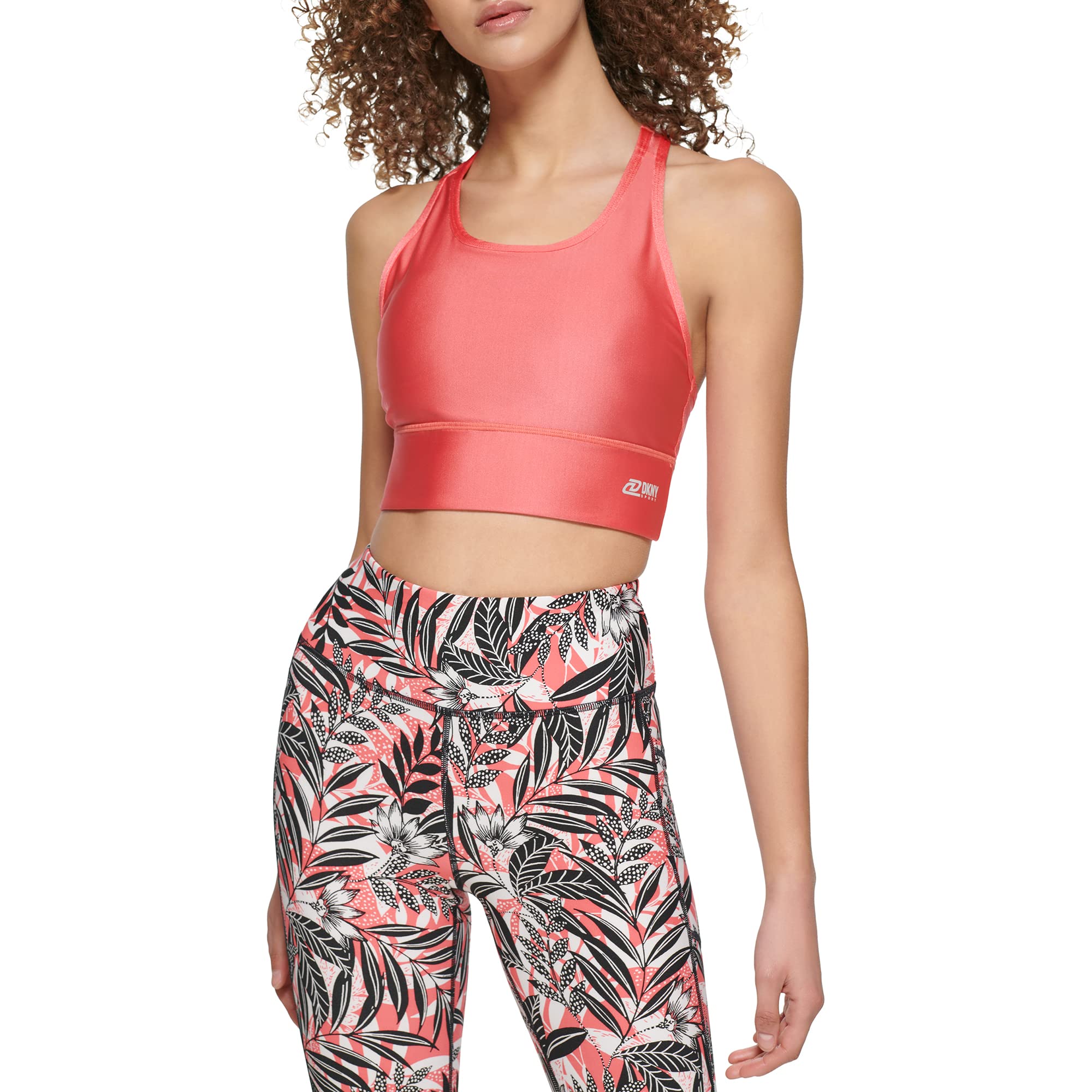 DKNY Women's Full Coverage Boat Neck Sports Bra - High Support Workout Bra for Running, Yoga & Gym - Breathable Comfort for Active Lifestyles