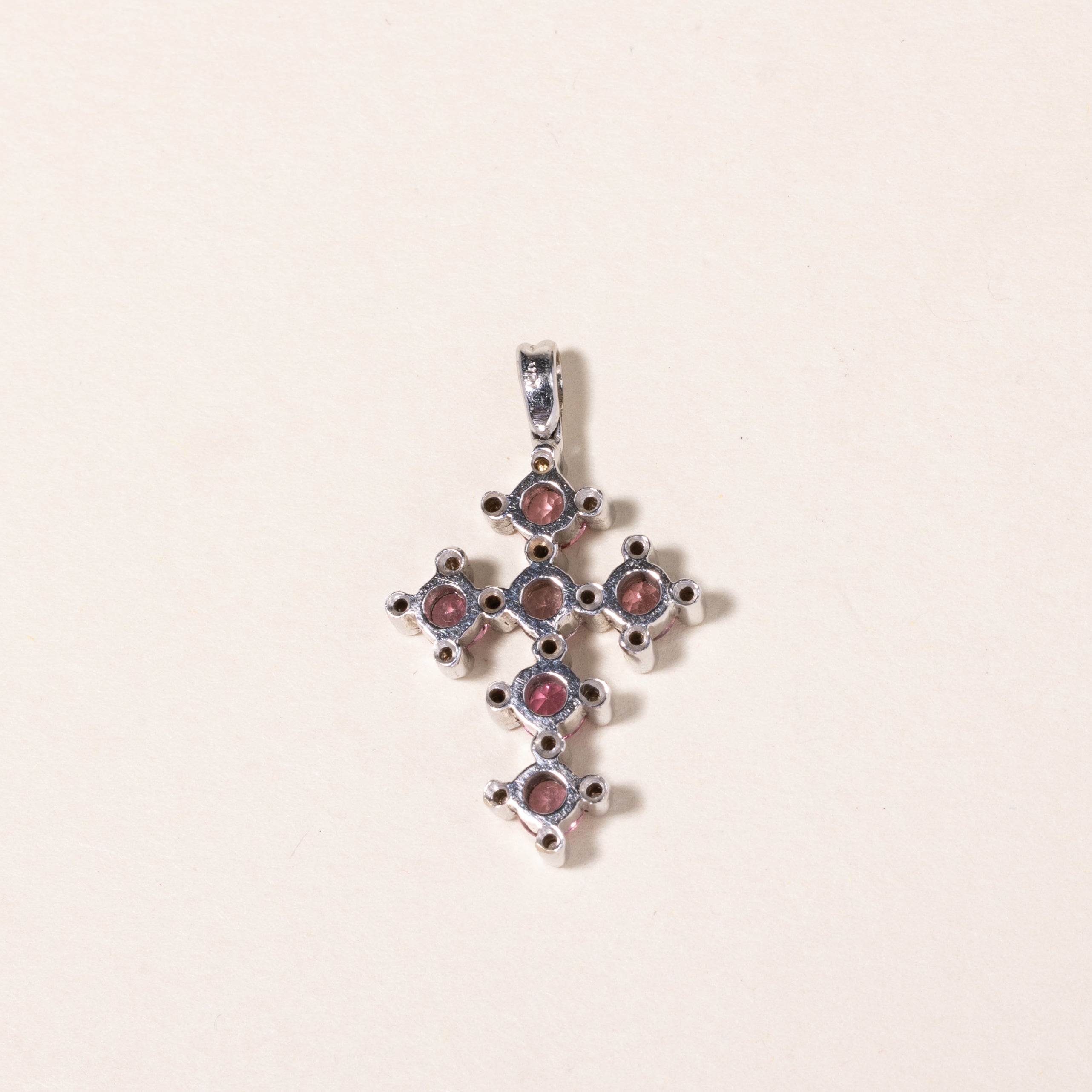 18K White Gold Pink Tourmaline & Diamond Cross Pendant Necklace - 0.96ct Tourmaline & 0.10ctw Diamonds - Elegant Jewelry Gift for Women - Perfect for Christmas, Birthday & Anniversary Gifts