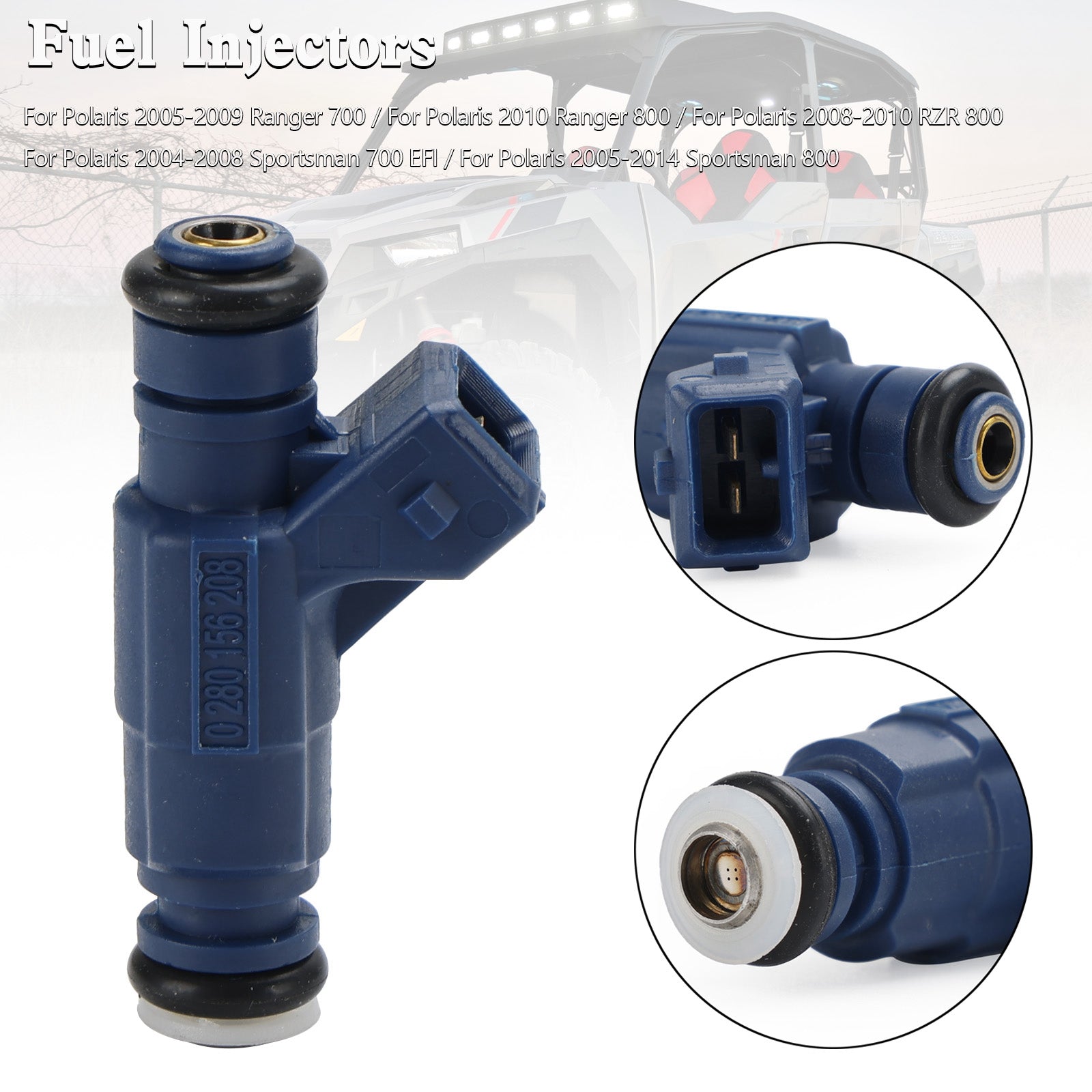0280156208 Fuel Injector Compatible with Polaris RZR, Sportsman & Ranger EFI Models - Replacement for 1202863 & 1253558 - Perfect for Off-Road & ATV Performance Upgrades