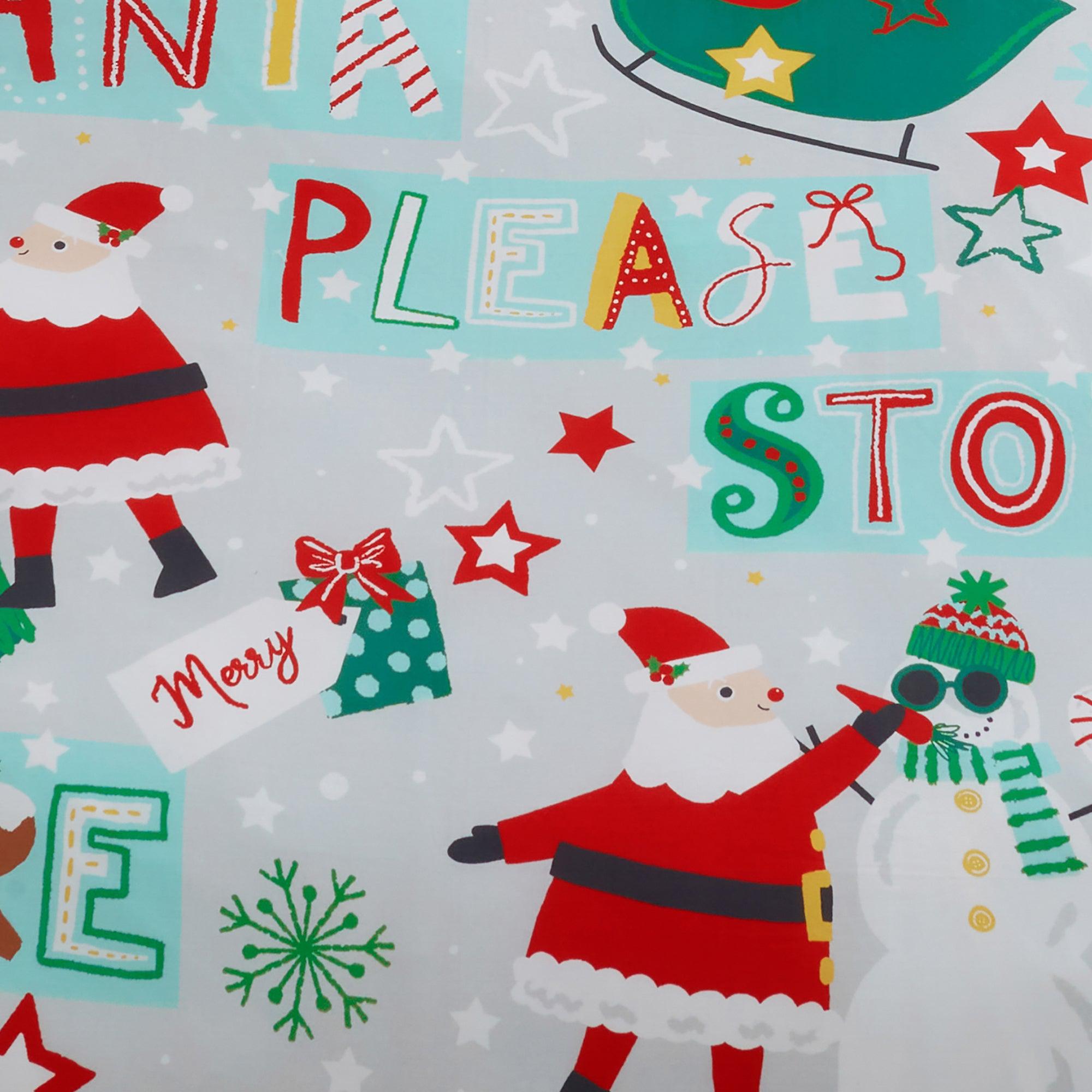 Bedlam Santa Please Stop Here Duvet Cover Set - Grey Holiday Themed Bedding for Christmas Decor & Cozy Winter Nights