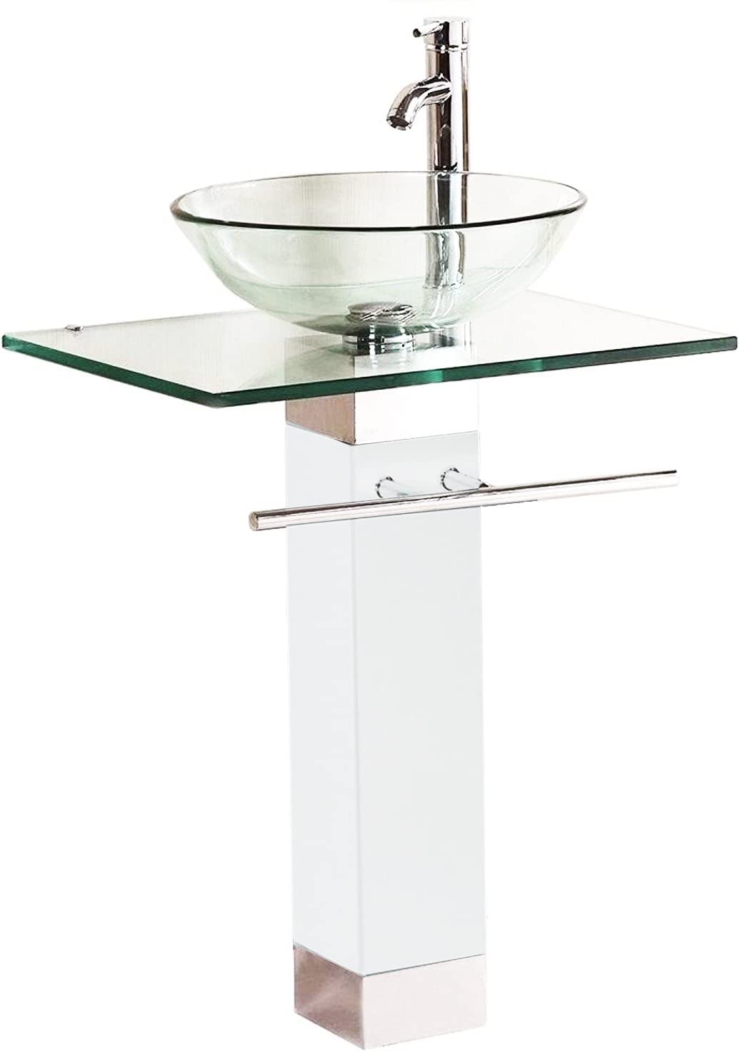 Modern Bathroom Vanity Set with Clear Glass Sink - Space Saving Design for Small Bathrooms | Perfect for Apartments, Powder Rooms & Contemporary Home Decor