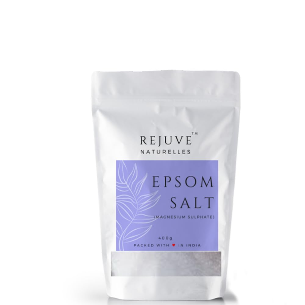 Rejuve Naturelles Premium Epsom Salt 400g - 100% Pure Magnesium Sulfate Crystals for Muscle & Foot Pain Relief, Plant Growth & Detox | Relaxing Bath Soak, Gardening Supplement & Natural Remedy