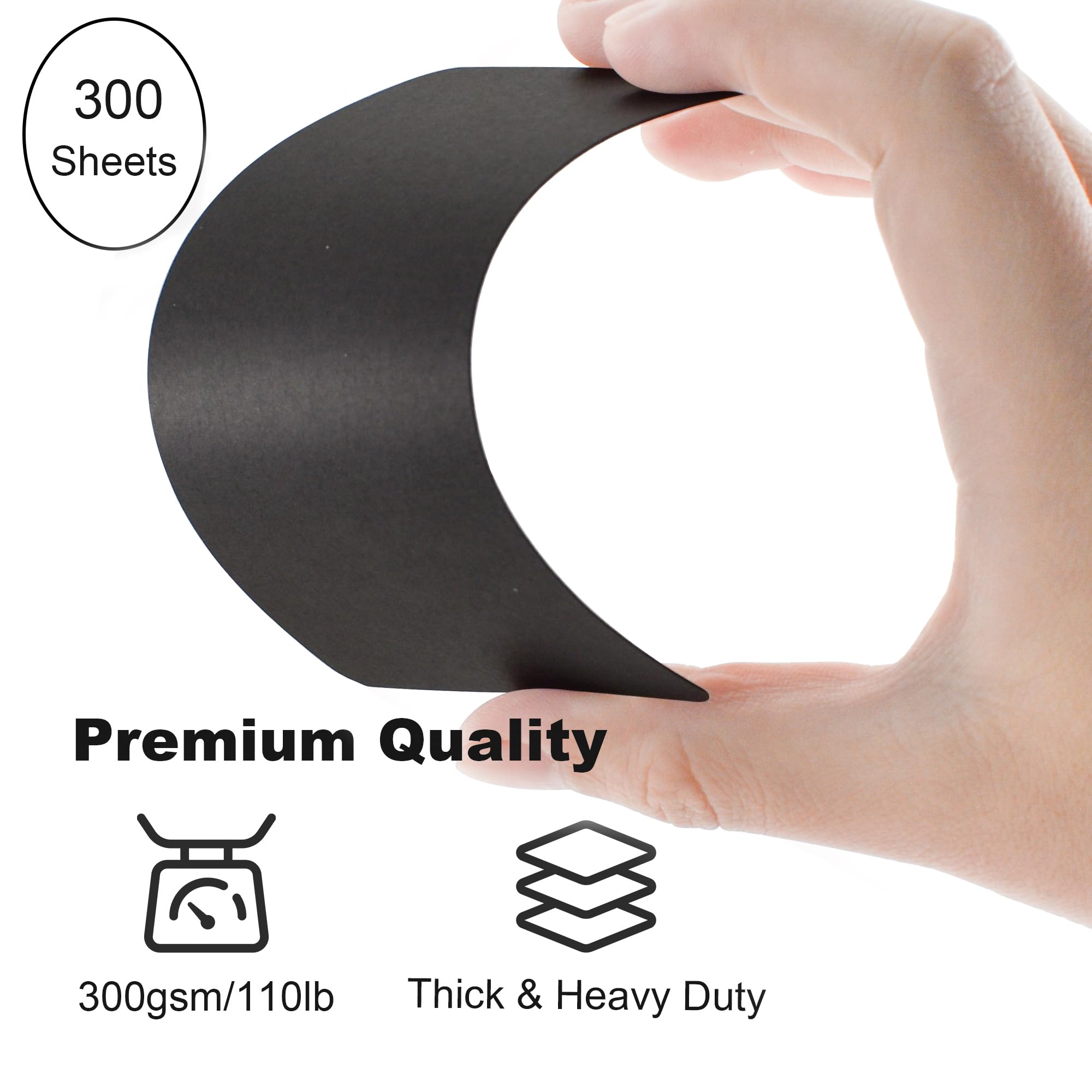 VANRA 300PCS Blank Index Cards 3x5 inches - Thick 110lb Cardstock Flash Cards, Unruled Study Cards for School Learning & Office Use - Perfect for Note Taking, Memorization & Presentations (Black, 300/Pack)
