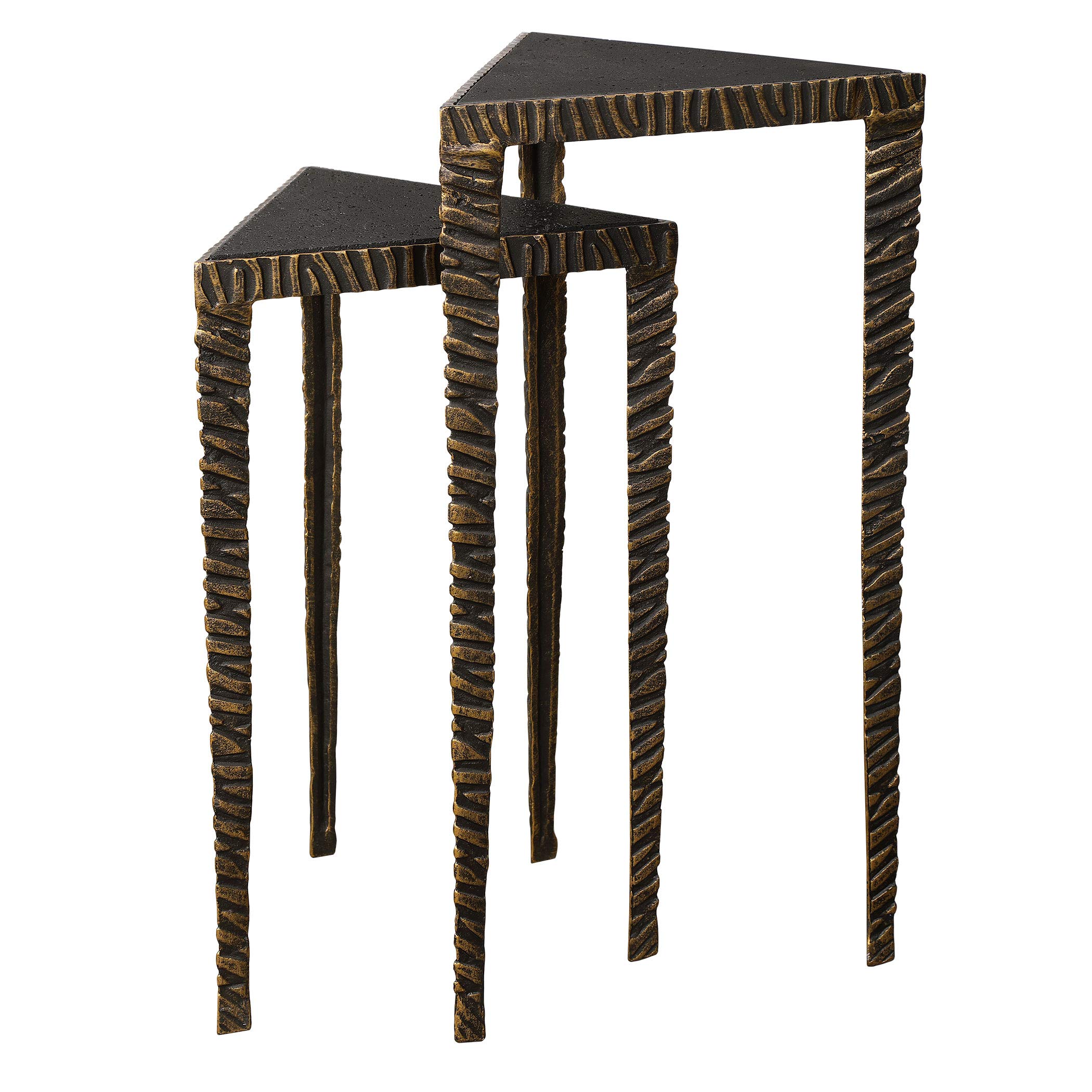Samiria Modern Triangular Side Tables Set of 2 - Small Accent End Tables for Living Room, Bedroom, Office - Lightweight & Space-Saving Nesting Tables for Home Decor