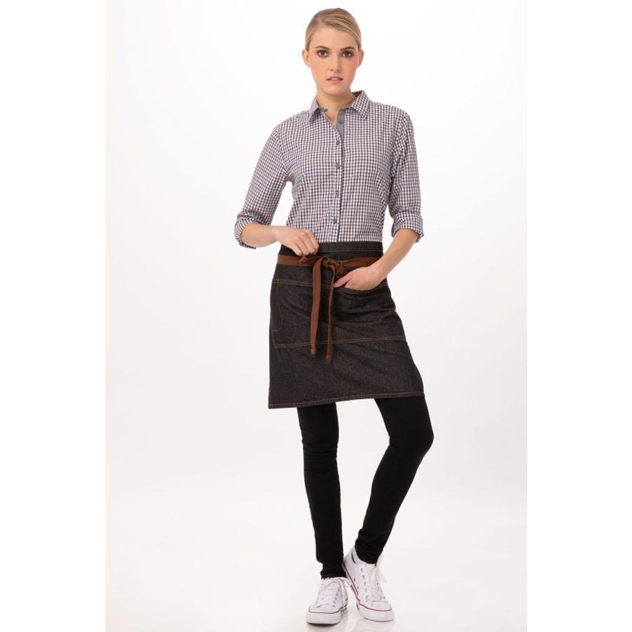 Chef Works AW048BLK Memphis Half Bistro Apron - Black Professional Kitchen Apron (28.5