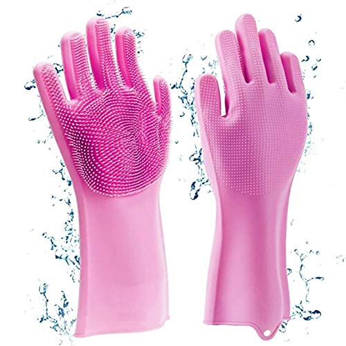 NOHUNT Silicone Cleaning Gloves - Reusable Dish Washing Gloves for Kitchen, Household & Pet Hair Removal - Non-Slip Scrubbing Gloves for Dishes, Pots & Pans (Perfect for Washing, Scrubbing & Pet Grooming)