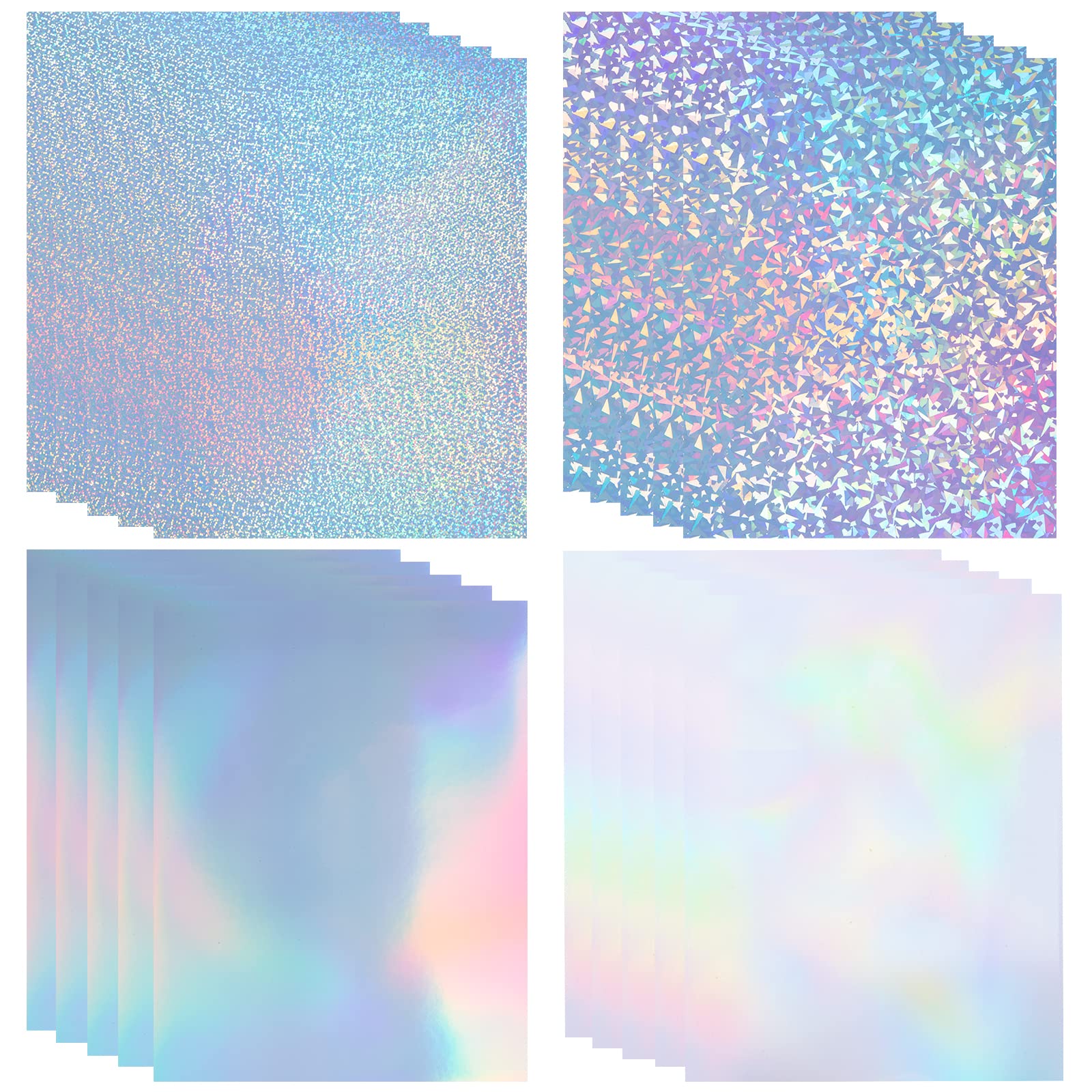 20 Sheets Holographic Sticker Paper for Inkjet & Laser Printers - Printable Vinyl Sticker Sheets, Quick-Drying & Waterproof - 8.5x11 Inch (Diamond/Rainbow/Dots/Transparent Options) - Perfect for DIY Crafts, Scrapbooking, Laptop Decals & Gift Packaging
