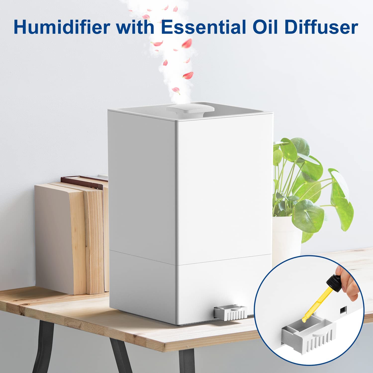 6L Large Room Humidifier for Bedroom, Baby Nursery & Plants - Cool Mist Ultrasonic Humidifier with Essential Oil Diffuser, 360° Rotatable Nozzle, Auto Shut-Off, Smart Control & Top Fill Design - Perfect for Dry Air Relief in Homes, Offices & Dorm Rooms (Easy to Clean)