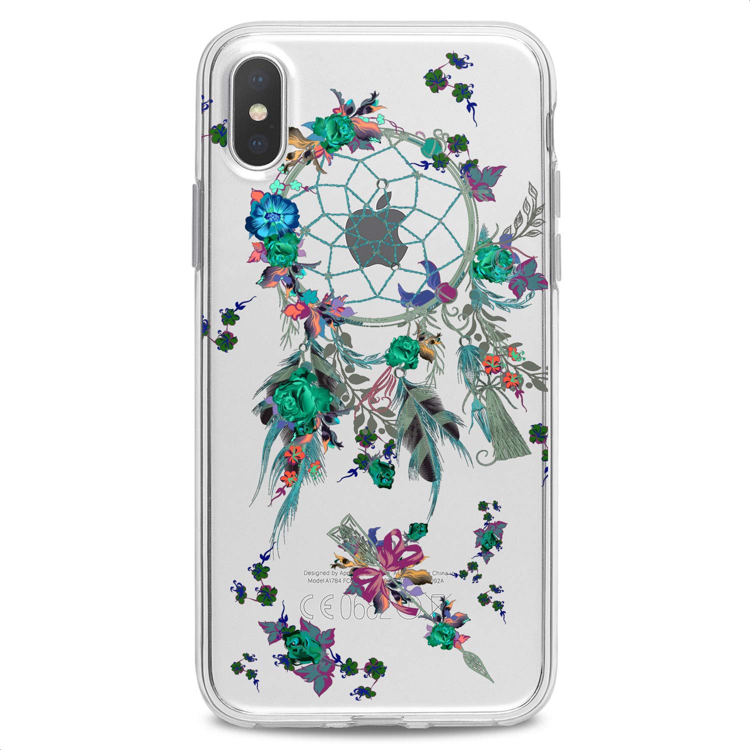 Premium TPU Phone Case for iPhone 16/15/14/13/12/11 Pro Max/Plus/Mini/XS/XR/X/8/7/6/5/SE - Clear Tribal Totem Design with Cute Pink Feather Catcher - Slim Flexible Silicone Protective Cover | Perfect for Everyday Use, Travel & Fashion Accessories