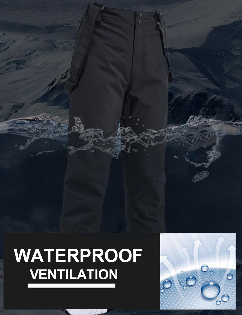 Women's Insulated Waterproof Snow Ski Pants - Winter Warm Snowboard Bibs with Detachable Suspenders for Outdoor Skiing & Snowboarding Adventures