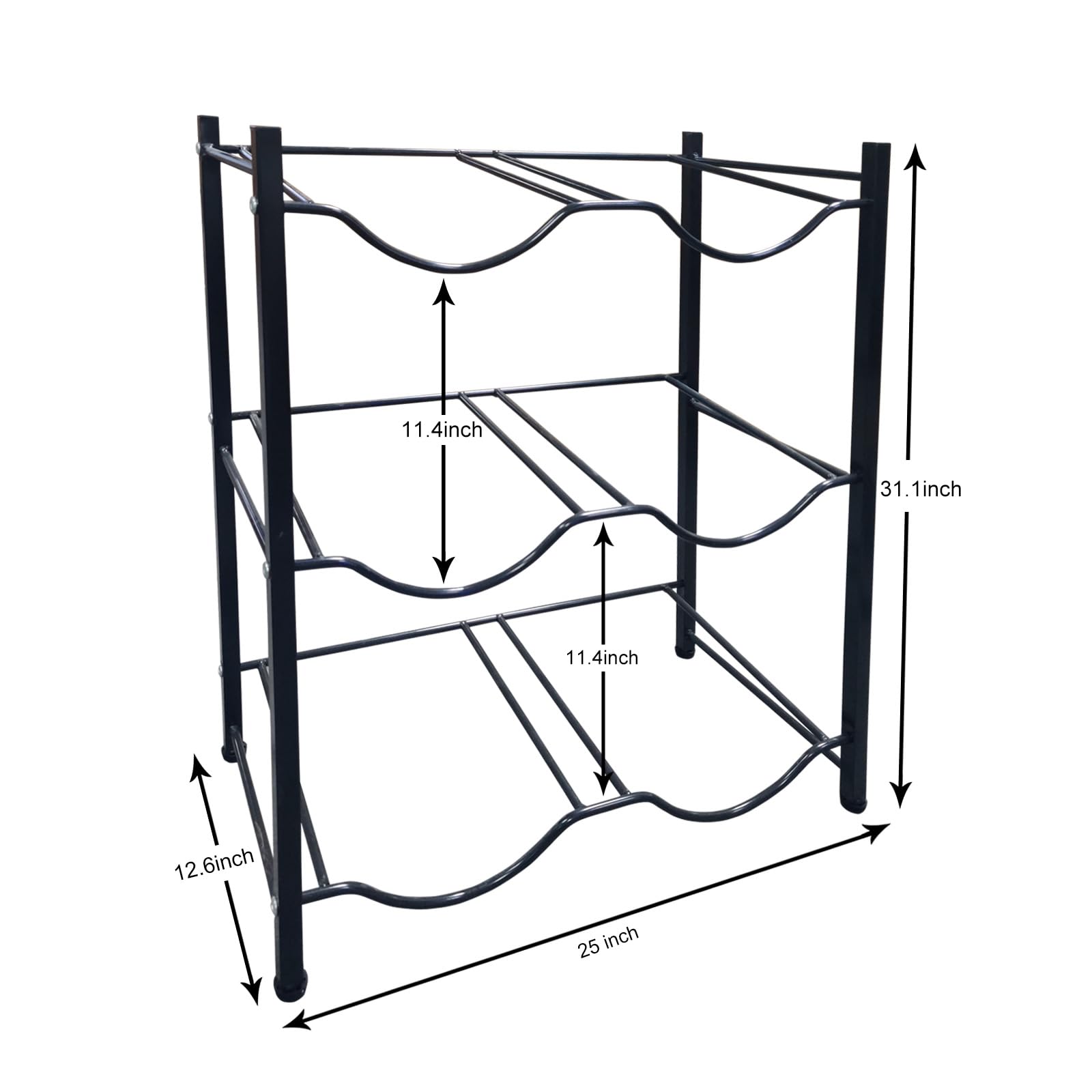 5 Gallon Water Bottle Holder - Heavy Duty 3-Tier Storage Rack for Water Cooler Jugs | Holds 6 Bottles | Black | Perfect for Office, Home & Commercial Water Dispensers