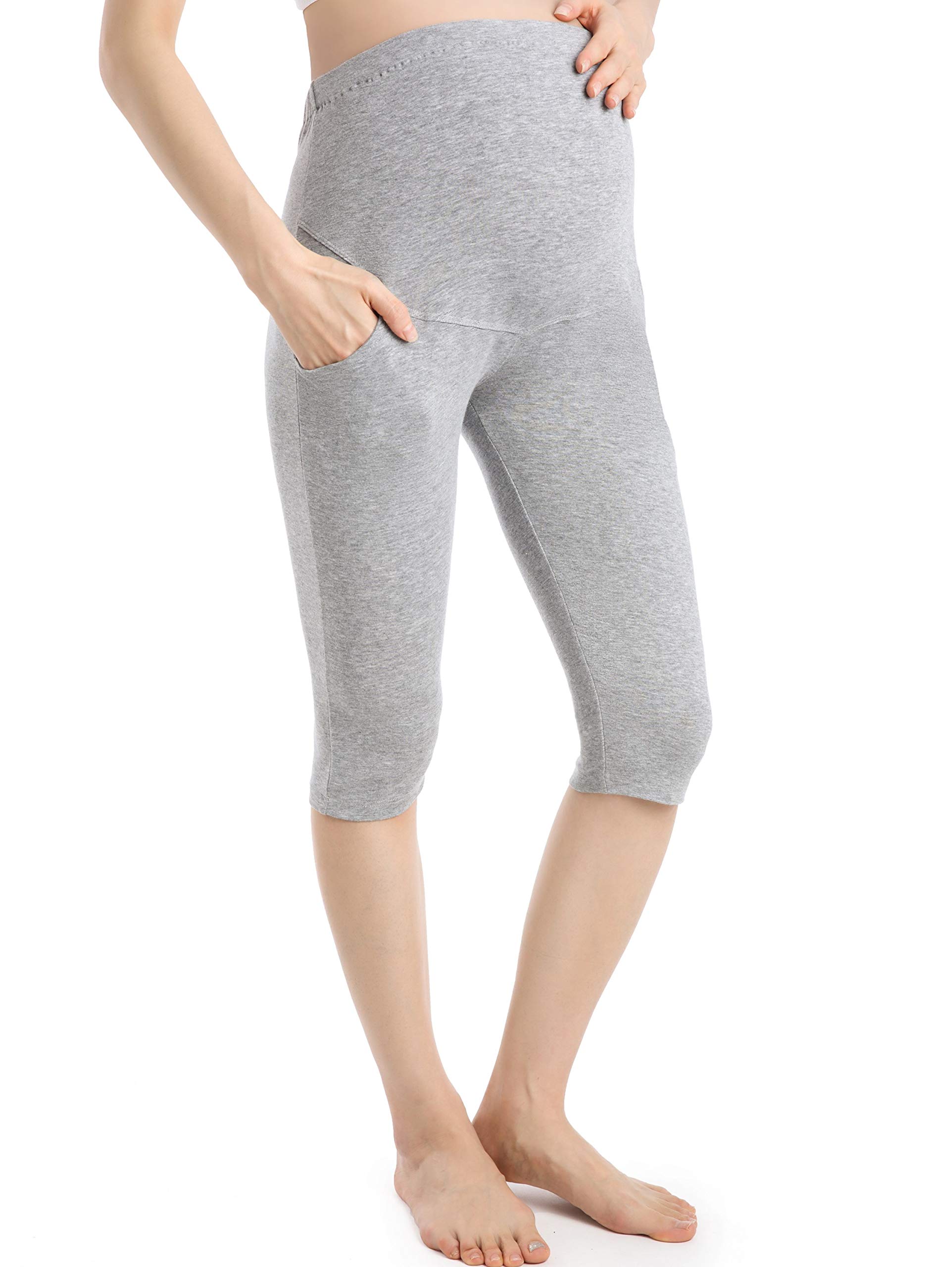 Ferris Wheel Story Maternity Shorts for Women - Pregnancy Capri Leggings with Over Belly Band - Comfortable Stretch Pants for Expecting Moms - Perfect for Yoga, Walking & Summer Maternity Wear