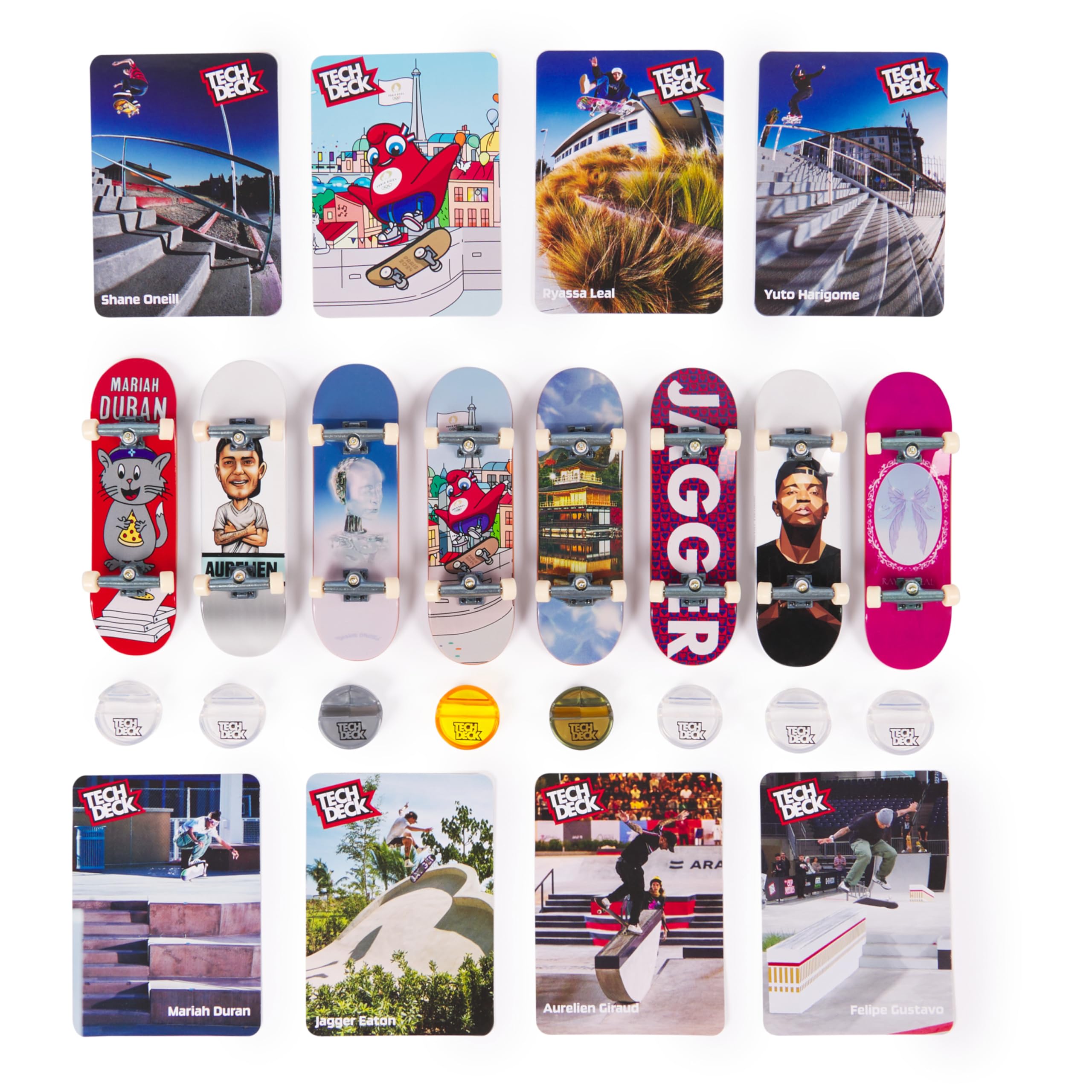 Tech Deck 8-Pack Fingerboards with Collectible Cards - Mini Skateboards for Kids 6+ | Olympic Games Paris 2024 Theme | Perfect for Skateboarding Enthusiasts & Collectors