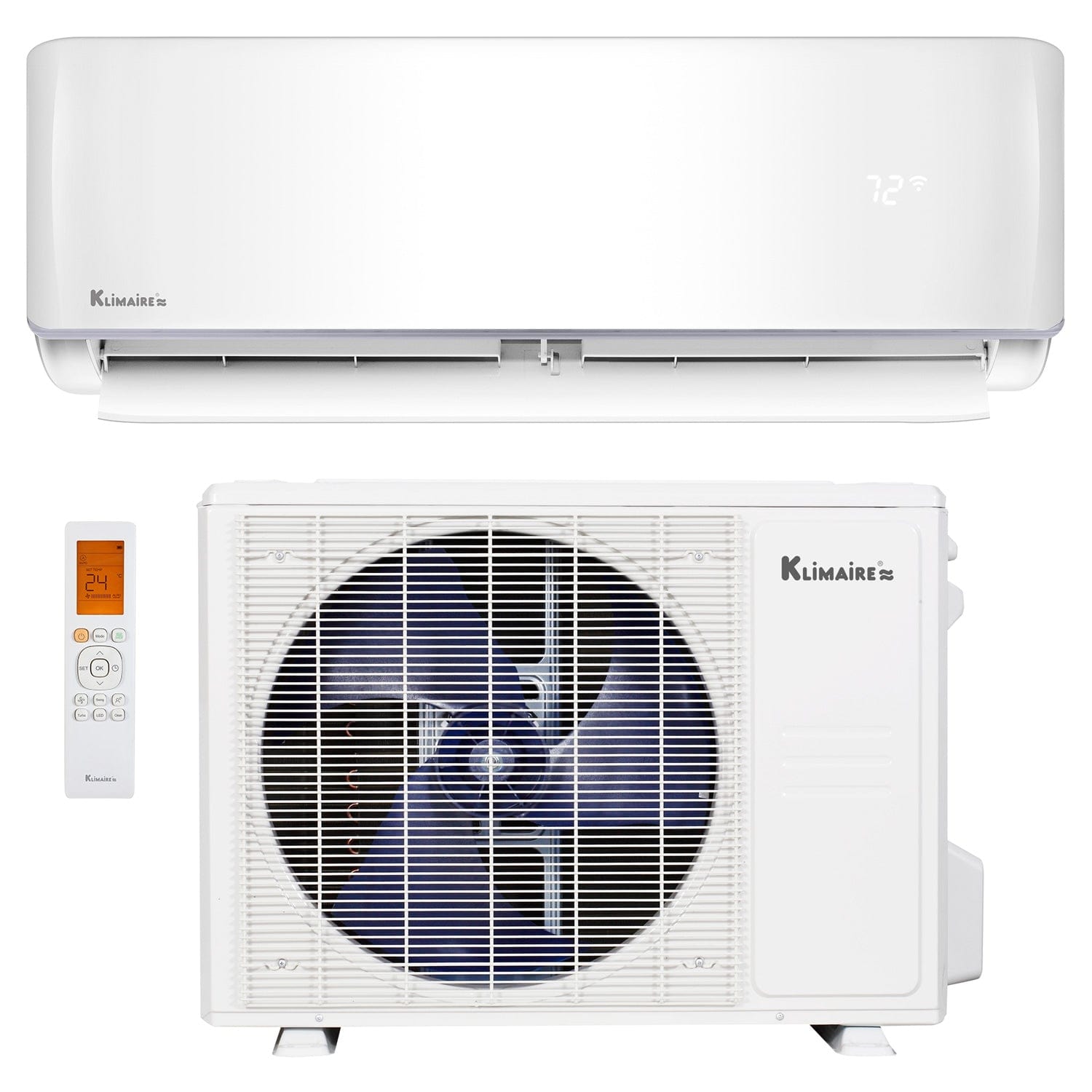 18,000 BTU Klimaire 23.7 SEER2 Ductless Mini Split Inverter AC Heat Pump with WiFi - 230V Energy Efficient Cooling & Heating System for Home, Office, or Garage