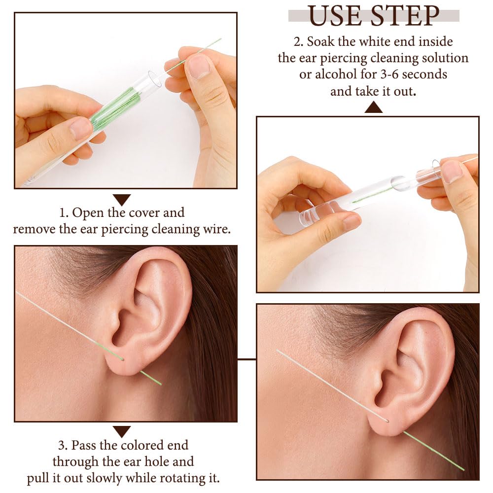 Ear Piercing Cleaner Floss - 180PCS Ear Hole Cleaner & Earring Cleaner for Fresh & Healthy Piercings | Perfect for New Piercings, Daily Hygiene & Jewelry Maintenance
