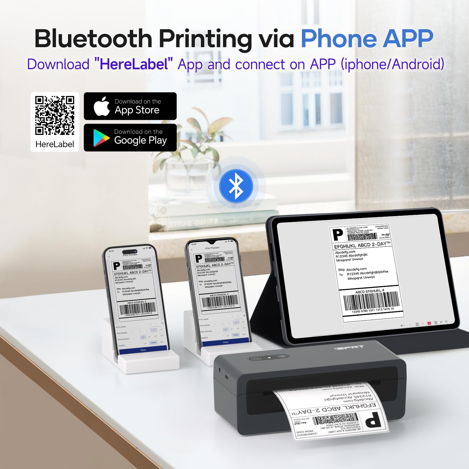 iDPRT 4x6 Bluetooth Thermal Shipping Label Printer for Small Business - Compatible with Android, iPhone, Windows, macOS - Perfect for Amazon, Shopify, eBay, Etsy & USPS Packages - Ideal for Home Office, Warehouse & E-commerce Shipping