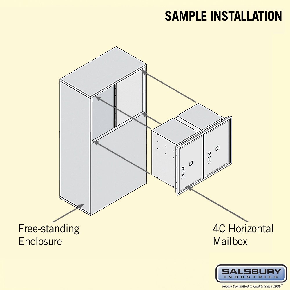 Salsbury Industries 3906D-2PAFU Free Standing Horizontal 4C Mailbox - Durable Aluminum Mailbox for Home & Business - Perfect for Residential Driveways, Office Buildings & Commercial Properties