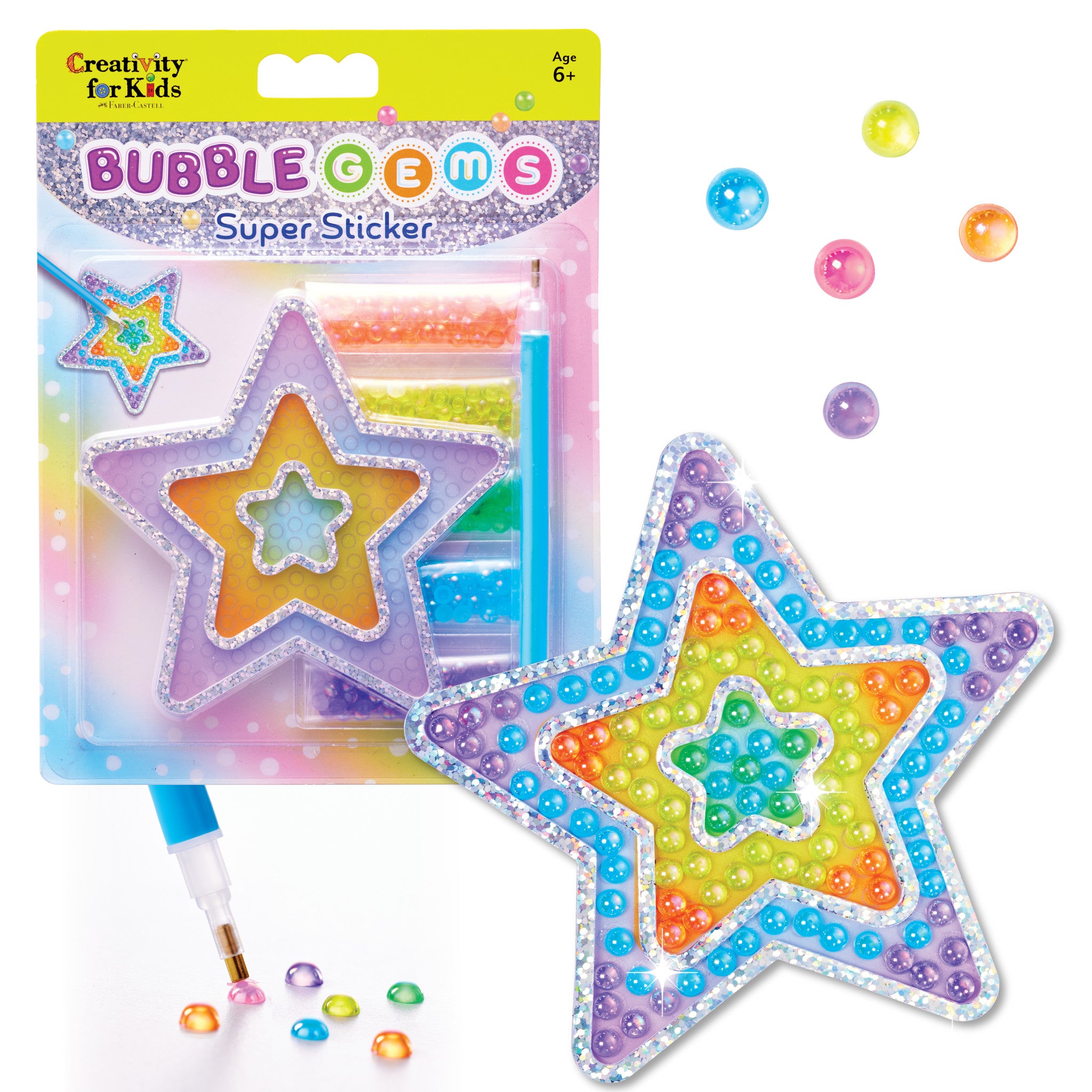Bubble Gems™ Super Sticker Stars - 500+ Colorful Shiny Star Stickers for Kids, DIY Crafts, Scrapbooking, and School Projects - #6473000