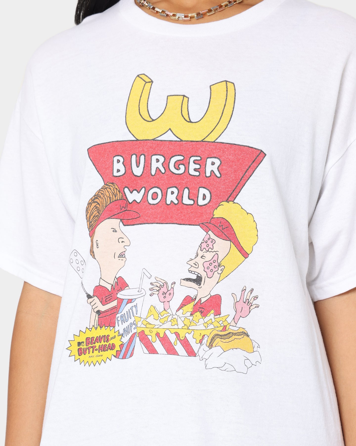 Beavis & Butthead Burger World Graphic T-Shirt - White Cotton Tee for Men & Women - Perfect for Casual Wear, Cosplay & 90s Nostalgia Fans