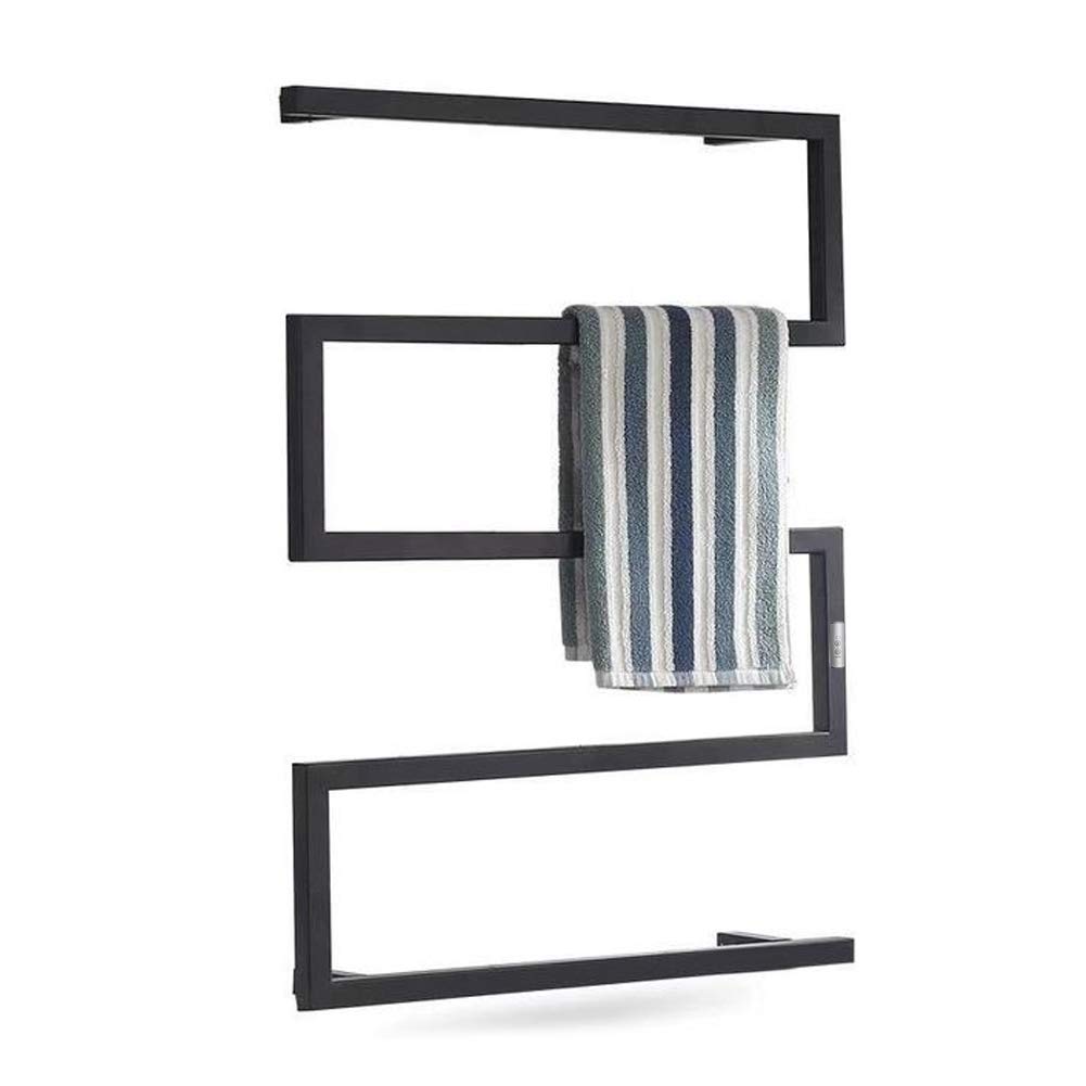 Premium Electric Heated Towel Warmer - 88W Hardwired Stainless Steel Towel Rack with 2/4H Timer | Wall Mounted Waterproof Bath Towel Heater (Black) for Spa, Bathroom & Luxury Home Use