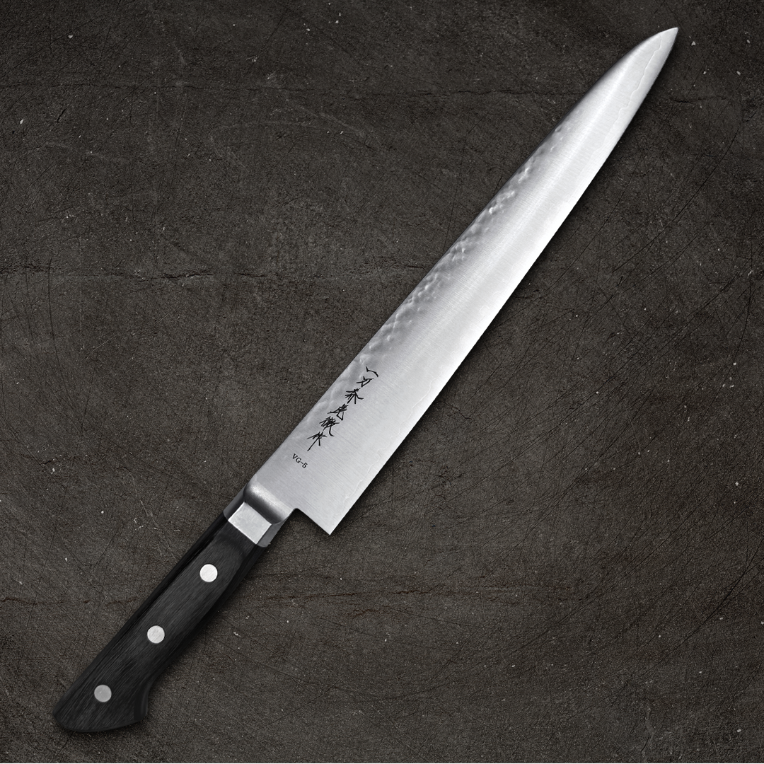 Ittosai Kotetsu VG-5 Sujihiki 240mm (9.4 Inch) Japanese Chef Knife - Hammered (Tsuchime) Finish for Slicing Meat, Sushi & Precision Cutting - Professional Kitchen & Home Cooking Essential