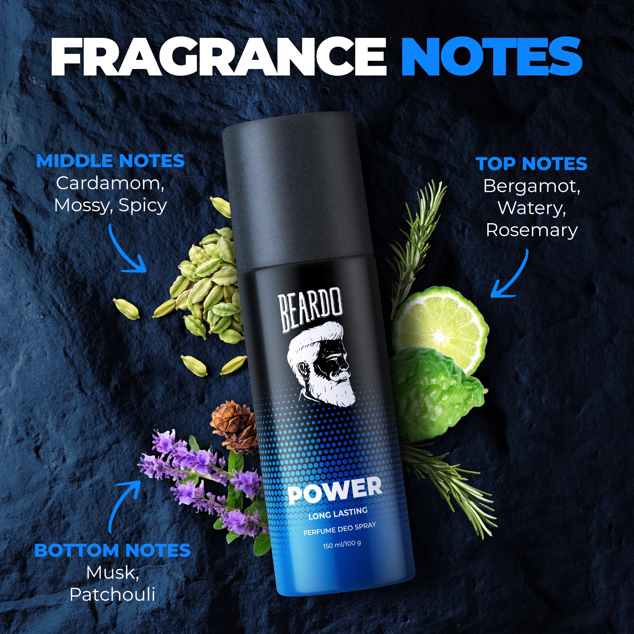 Beardo Power, Lust & Glory Perfume Body Spray Set (3-Pack) | Long-Lasting Fougere & Aromatic Deodorant for Men | Perfect Christmas Gift for Him, Boyfriend & Friends | Great for Work, Date Night & Special Occasions