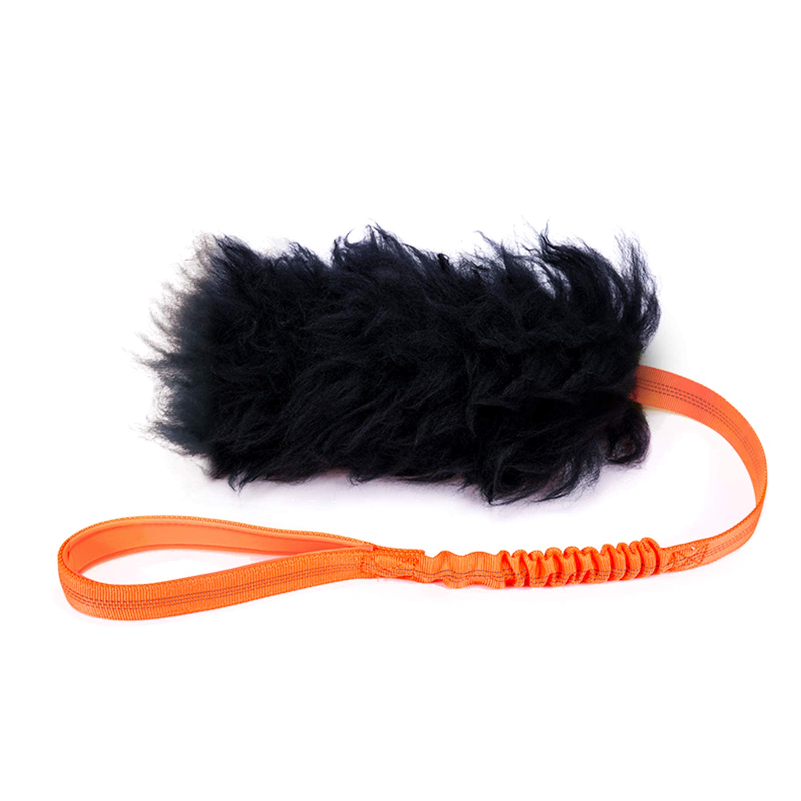 HOWGO Dog Rope Toy - 100% Natural Sheepskin Chew Toy with Authentic Sheep Smell, Durable Bungee Chaser for Large Dogs - Perfect for Tug of War, Fetch, and Interactive Play (Orange, Large)