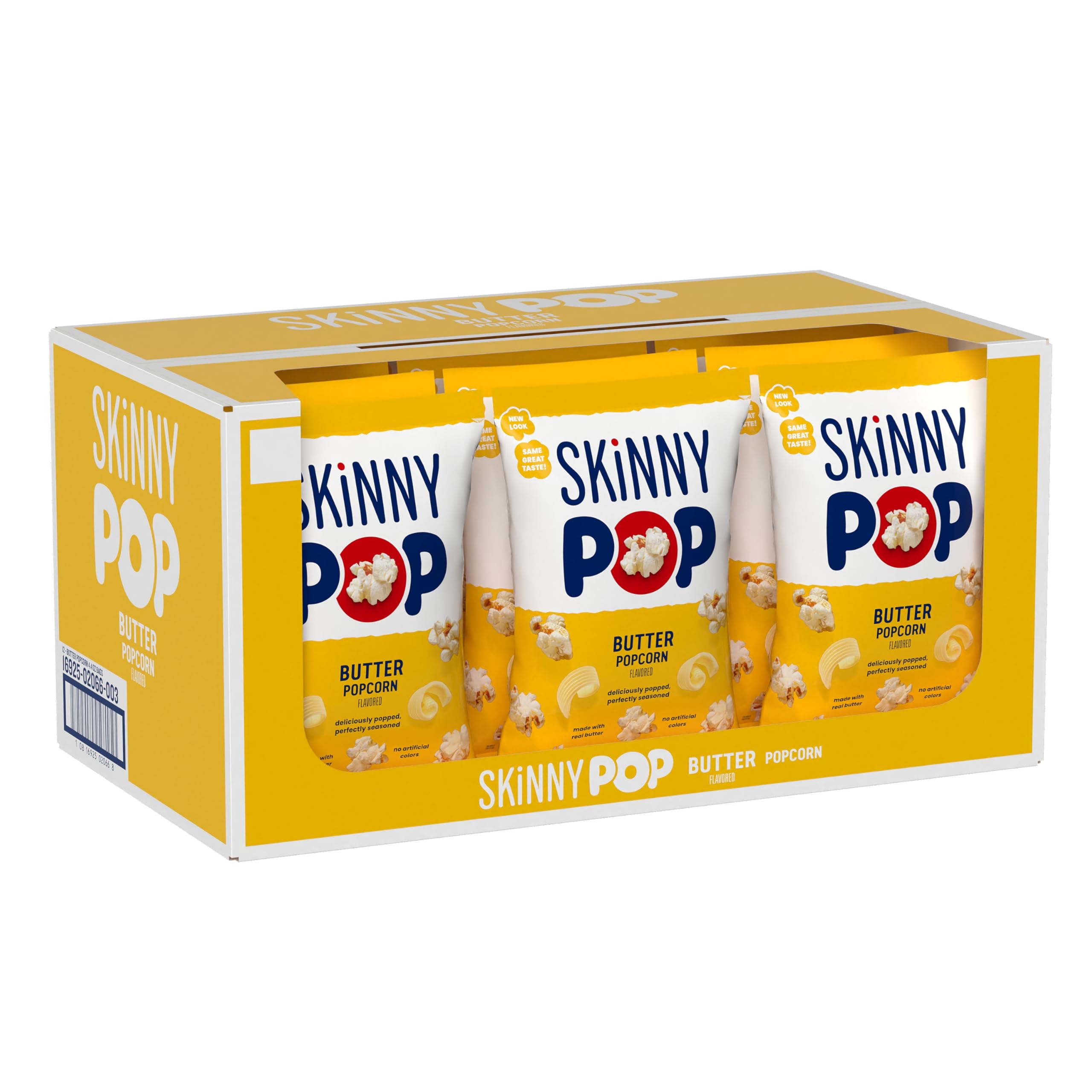 SkinnyPop Butter Popcorn - Gluten Free, Non-GMO, Healthy Snack - 12 Pack of 4.4oz Grocery Size Bags - Perfect for Movie Nights, Office Snacks & School Lunches