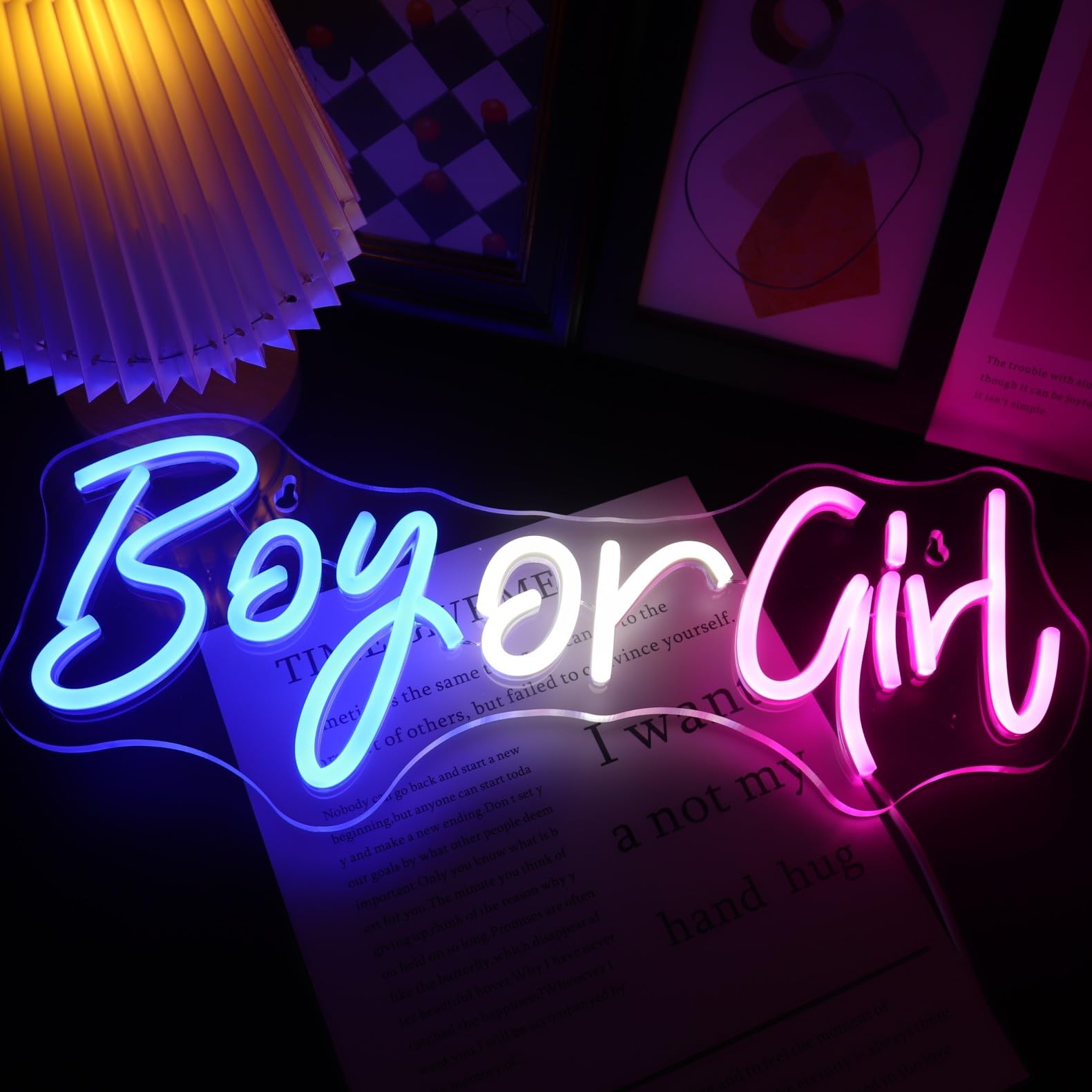 Gender Reveal Party Decorations - Nordstylee LED Neon Signs for Boy or Girl, Pregnancy Announcement & Baby Shower Supplies - Blue & Pink Neon Letters for Yard & Indoor Celebrations - Perfect for Gender Reveal Parties, Baby Showers & Nursery Decor