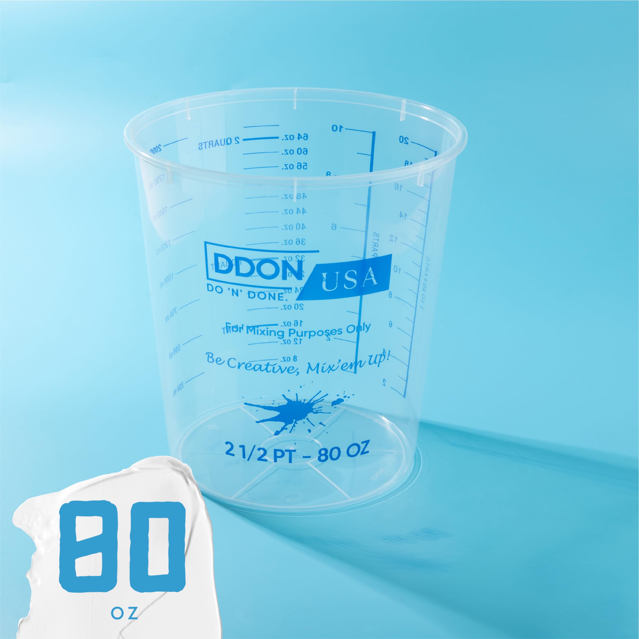 80 Oz Paint Mixing Cups - Pack of 100 Disposable Measuring Cups for Epoxy, Resin, Art & Painting - Graduated Liquid Measurement Markings - Ideal for DIY Projects, Crafting & Professional Use