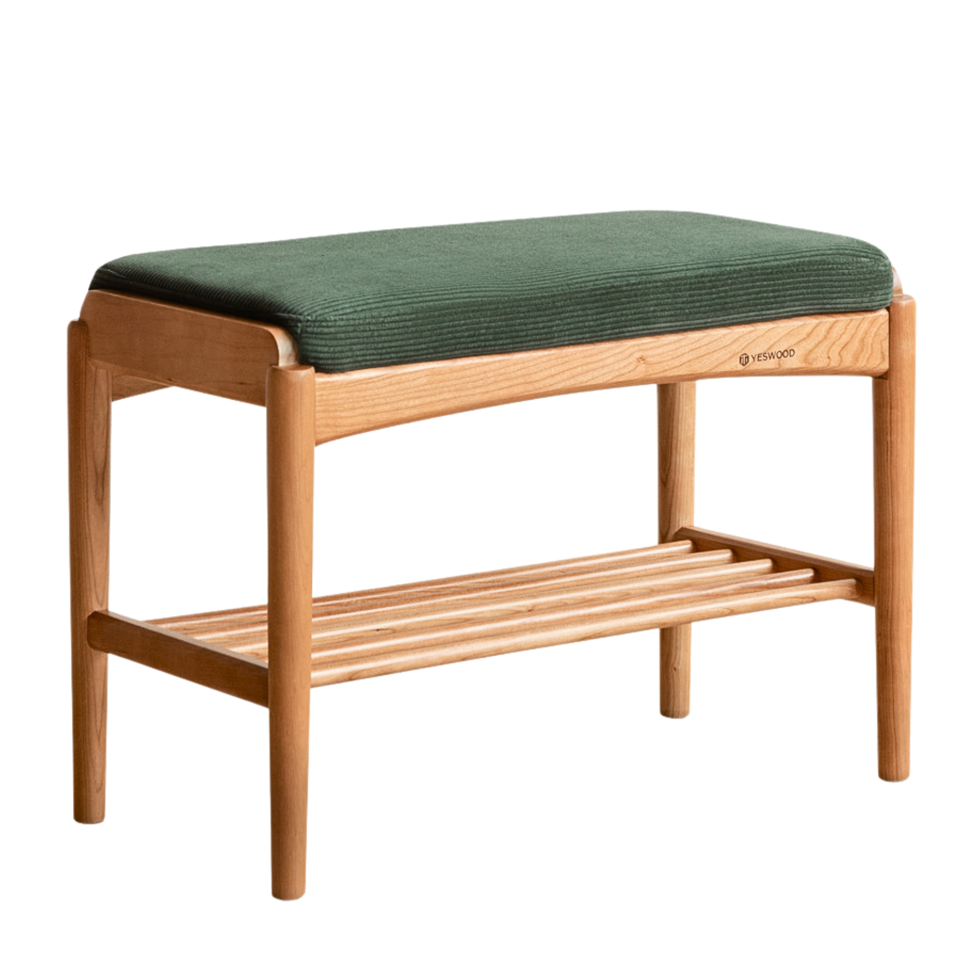 23x12x16 inch/ 60x30x42cm/ Cherry color/ Cherry bench Corduroy-Pine Green