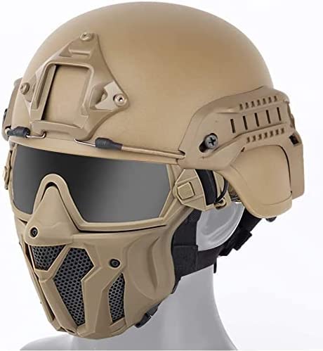 Tactical Airsoft PJ Helmet with Full Face Protection & Detachable Anti-Fog Goggles - Ideal for BB Gun, Paintball, and CS Games | Perfect for Outdoor Sports, Military Simulation, and Airsoft Battles